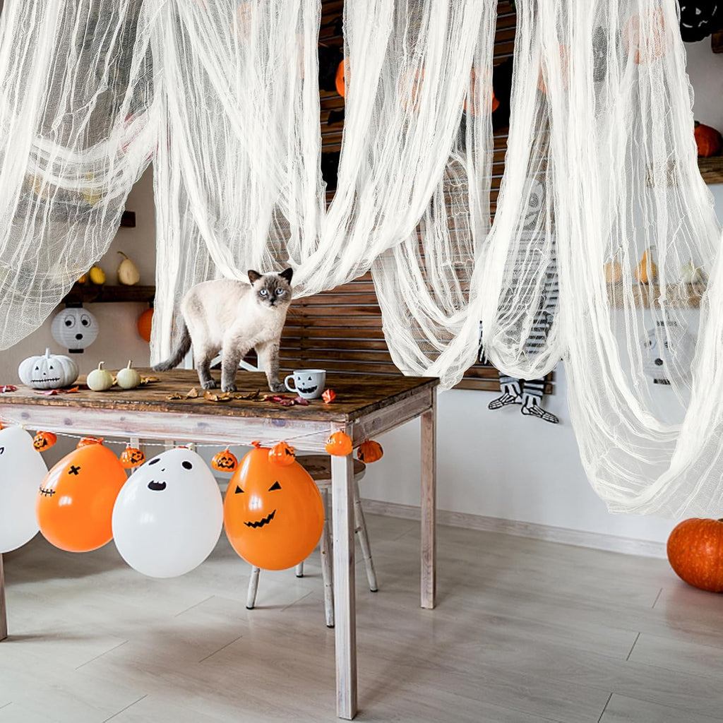 197" x 85" Halloween Creepy Cloth - Halloween Spooky Fabric Cloth - Scary Gauze Blood Creepy Cloth for Haunted House Halloween Party Yard Wall Doorway Outdoors Decoration