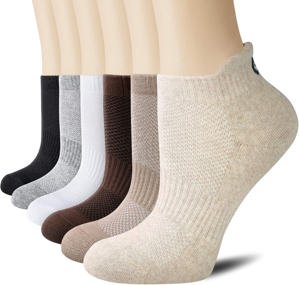 CS CELERSPORT 6 Pairs Ankle Athletic Running Socks Low Cut Sports Tab Socks for Men and Women