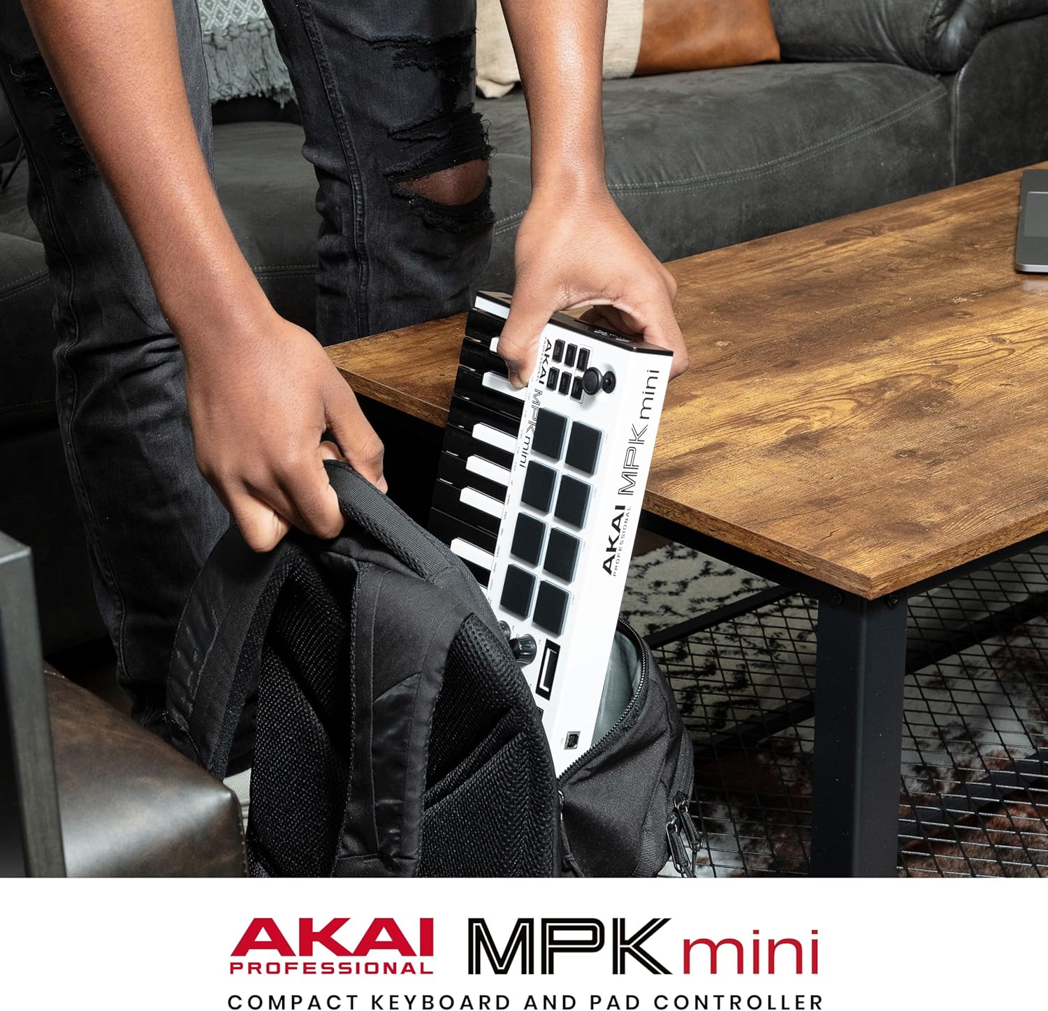 Akai Professional MPK Mini MK3 - 25 Key USB MIDI Keyboard Controller With 8 Backlit Drum Pads, 8 Knobs, Music Production Software and Native Instruments Sound Package (NKS Integration)
