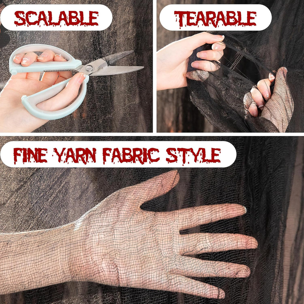 197" x 85" Halloween Creepy Cloth - Halloween Spooky Fabric Cloth - Scary Gauze Blood Creepy Cloth for Haunted House Halloween Party Yard Wall Doorway Outdoors Decoration