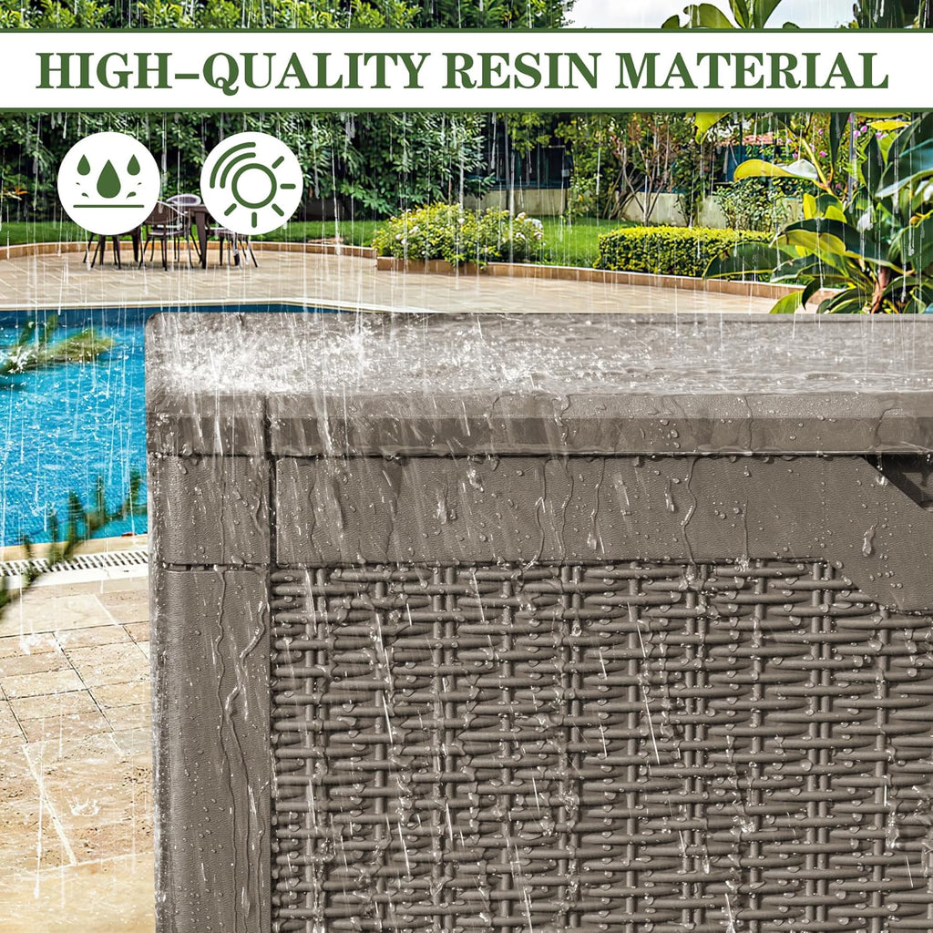 Greesum 31 Gallon Resin Deck Box Large Outdoor Storage for Patio Furniture, Garden Tools, Pool Supplies, Weatherproof and UV Resistant, Lockable, Dark Black