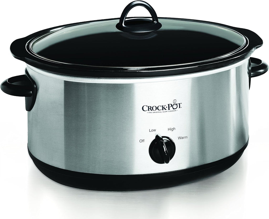 Crock-Pot 7 Quart Oval Manual Slow Cooker, Stainless Steel (SCV700-S-BR), Versatile Cookware for Large Families or Entertaining