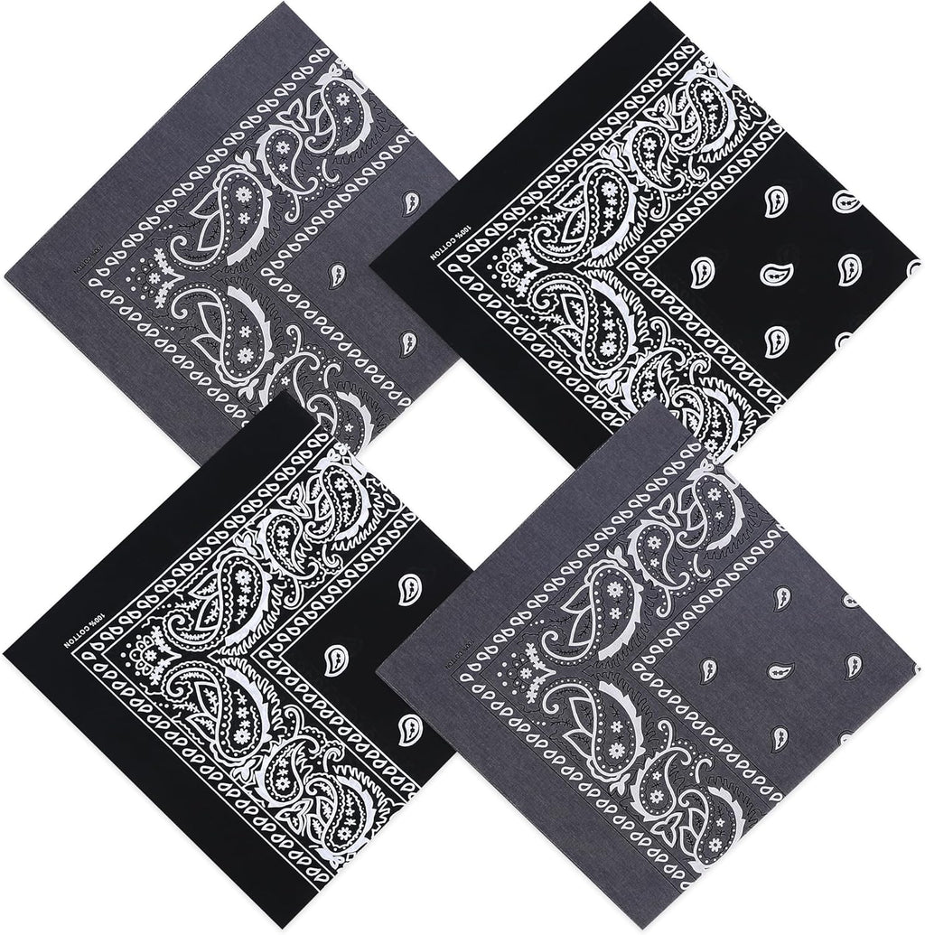 100% Cotton 27" x 27" Large Bandanas for Men & Women, Multi-Purpose Bandana Headbands, Square Head Scarf