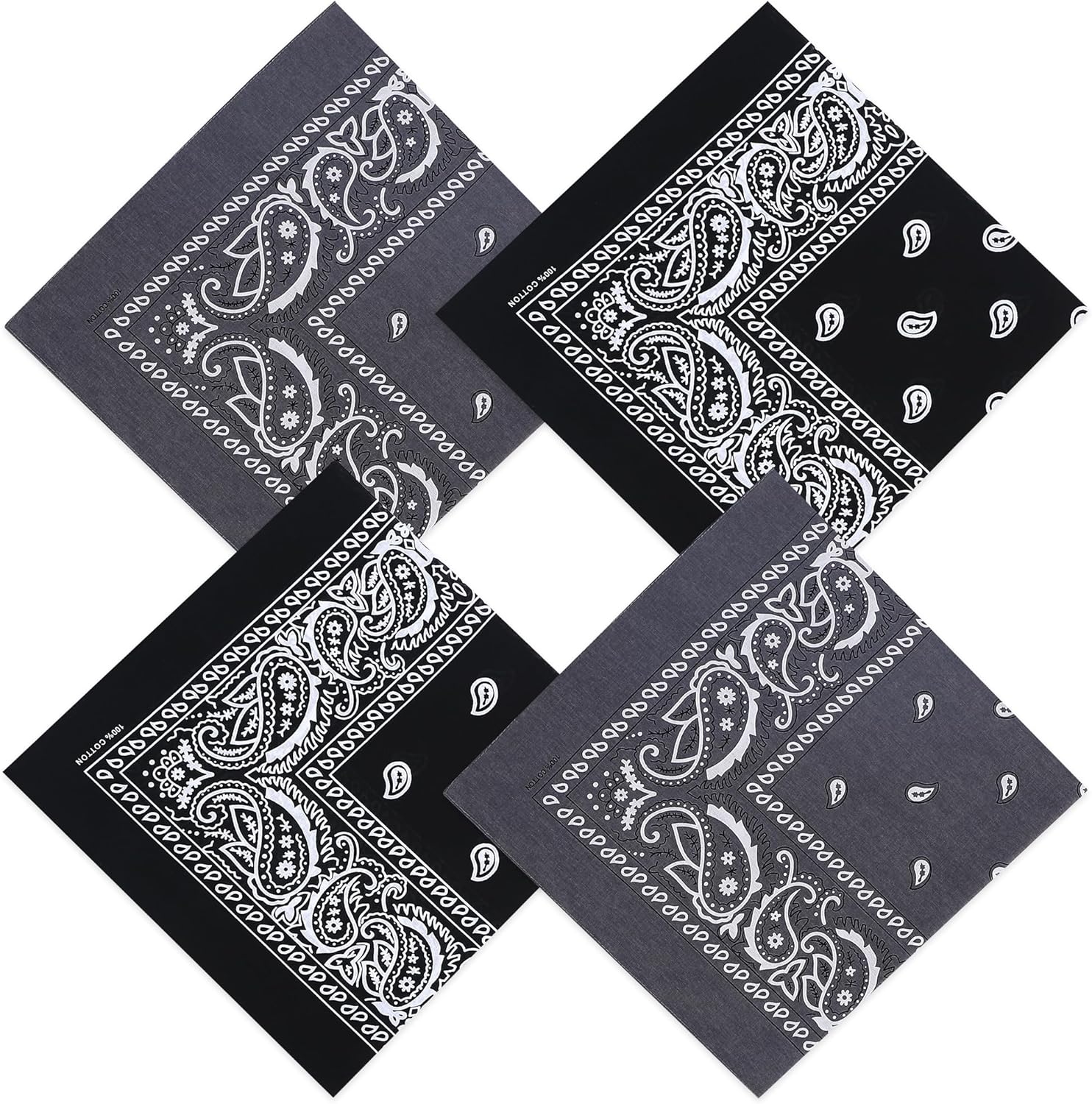 100% Cotton 27" x 27" Large Bandanas for Men & Women, Multi-Purpose Bandana Headbands, Square Head Scarf