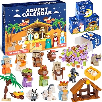 Nativity Advent Calendar 2025 Kids – 24 Days Building Blocks Kits Christmas Gifts Countdown Calendar Set, Stocking Stuffer Building Toys for Boys, Girls, Teens & Adults Ages 6+