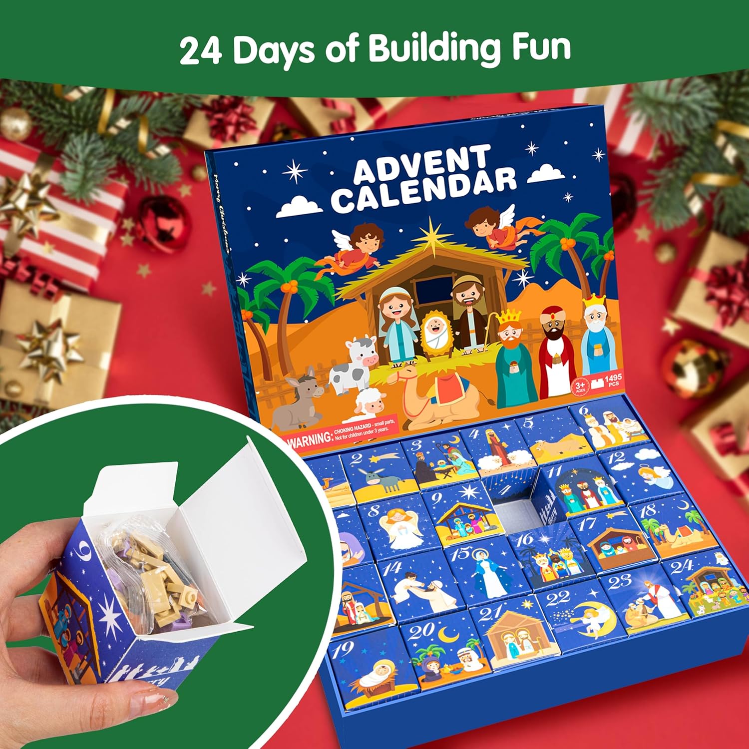 Nativity Advent Calendar 2025 Kids – 24 Days Building Blocks Kits Christmas Gifts Countdown Calendar Set, Stocking Stuffer Building Toys for Boys, Girls, Teens & Adults Ages 6+