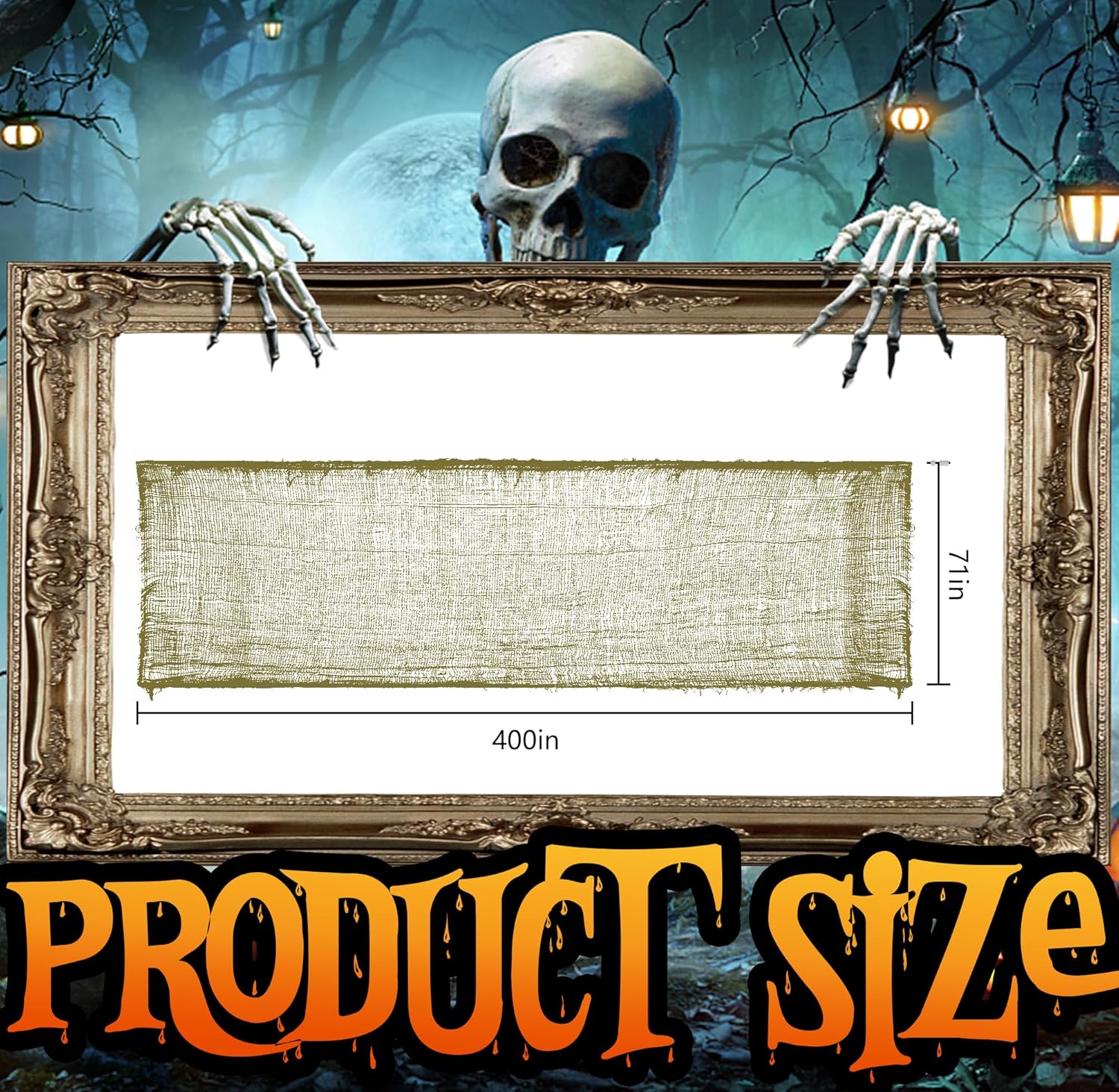 197" x 85" Halloween Creepy Cloth - Halloween Spooky Fabric Cloth - Scary Gauze Blood Creepy Cloth for Haunted House Halloween Party Yard Wall Doorway Outdoors Decoration