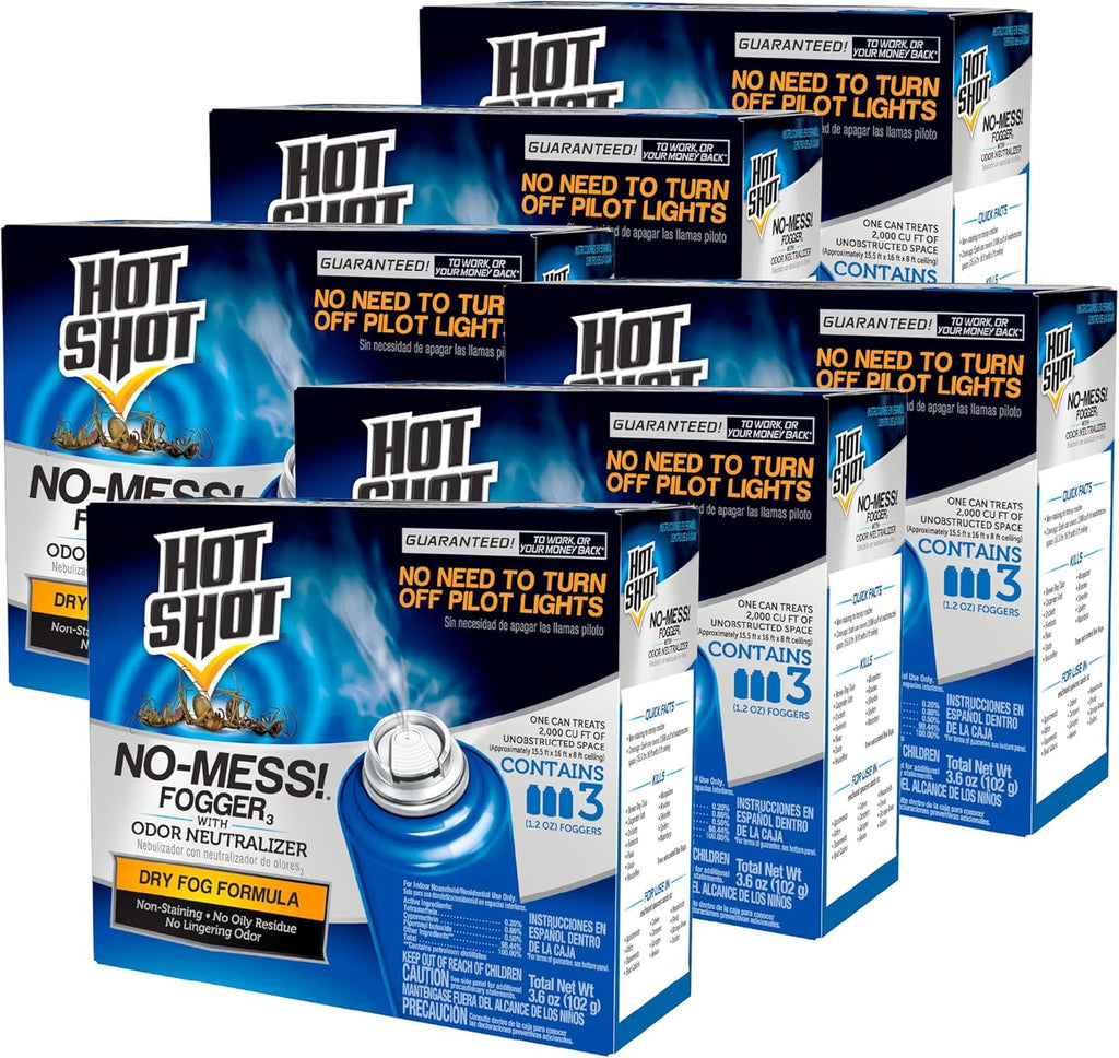 Hot Shot Fogger With Odor Neutralizer 6 Count-2 Ounce Cans (2 Pack), Controls Heavy Insect Infestations