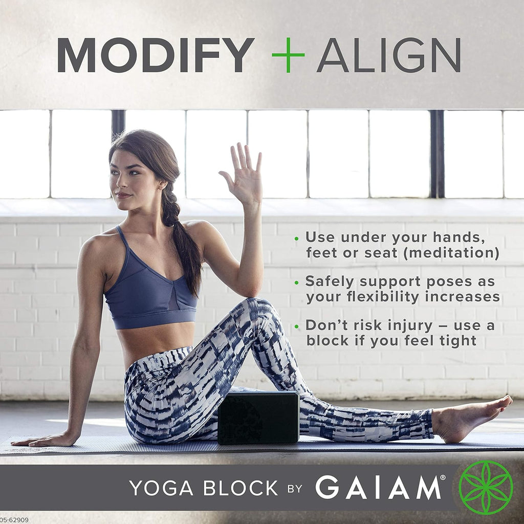 Gaiam Yoga Block - Supportive Latex-Free Eva Foam - Soft Non-Slip Surface with Beveled Edges for Yoga, Pilates, Meditation - Yoga Accessories for Stability, Balance, Deepen Stretches