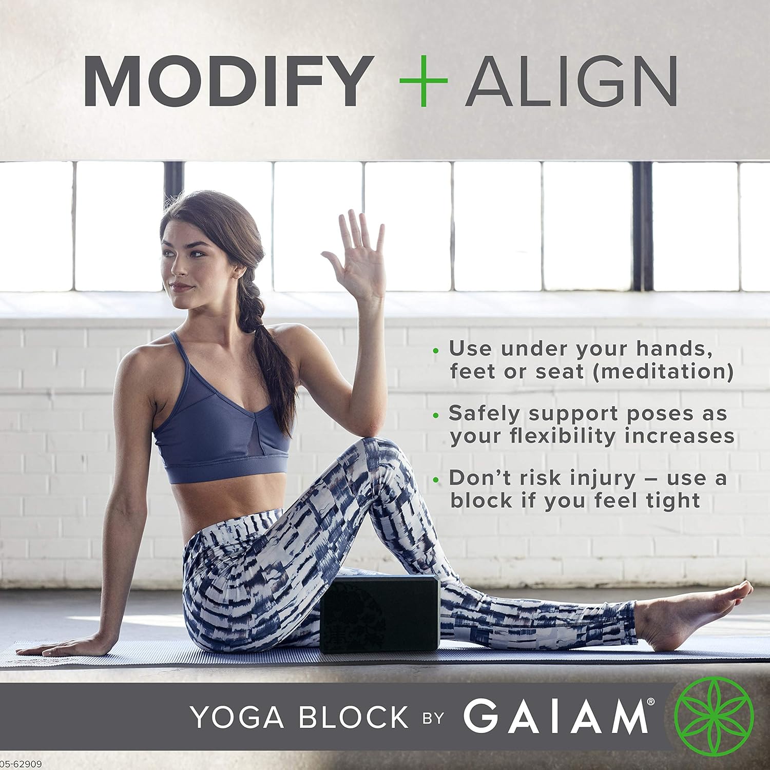Gaiam Yoga Block - Supportive Latex-Free Eva Foam - Soft Non-Slip Surface with Beveled Edges for Yoga, Pilates, Meditation - Yoga Accessories for Stability, Balance, Deepen Stretches