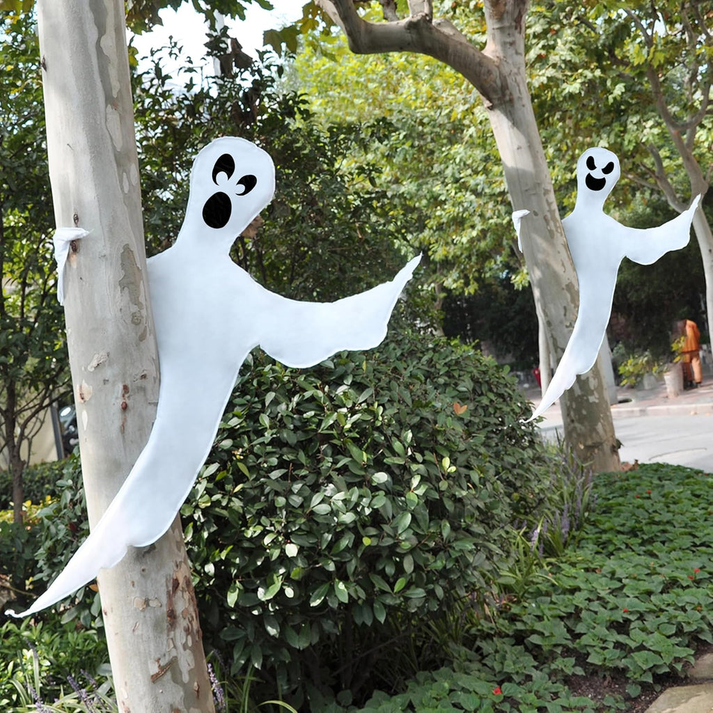 JOYIN 2 Pcs 53" Halloween Decoration Outdoor, Halloween Bendable Hanging Ghost for Lawn, Tree, Pilar Decorations, Tree Wrap Ghost Party Supplies