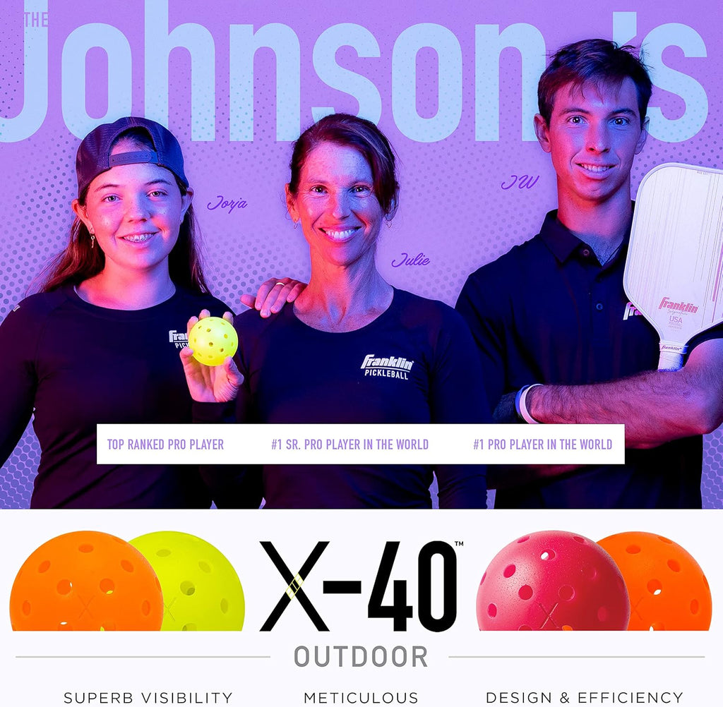 Franklin Sports X-40 Outdoor Pickleballs - Official Ball of USA Pickleball, APP Tour + US Open - Regulation Size