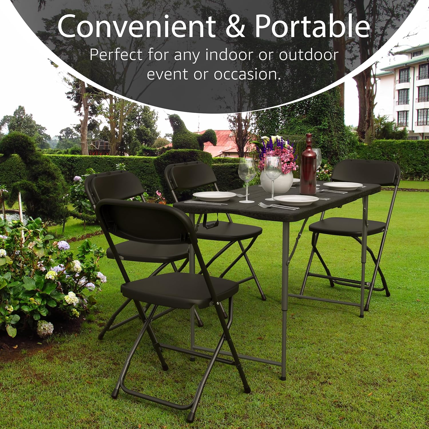 6 Feet Foldable Table with Built in Handle & Steel Legs | Heavy Duty Portable | Perfect for Party, Dining, Wedding, Events, Picnic Indoor, Outdoor, Camping, Utility, Folding