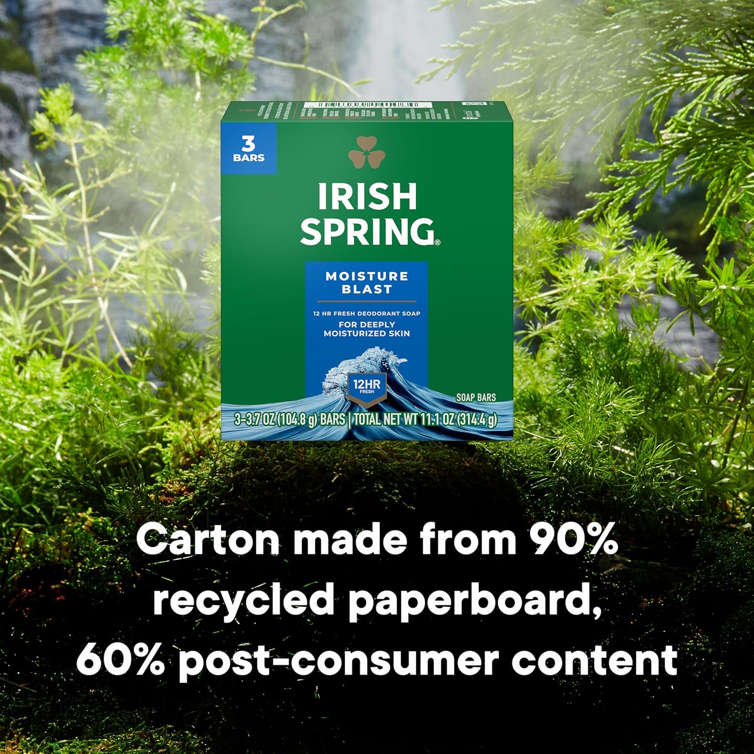 Irish Spring Bar Soap for Men, Original Clean, Smell Fresh and Clean for 12 Hours, Men Soap Bars for Washing Hands and Body, Mild for Skin, Recyclable Carton, 3.7 Ounce - 3 Count (Pack of 8)