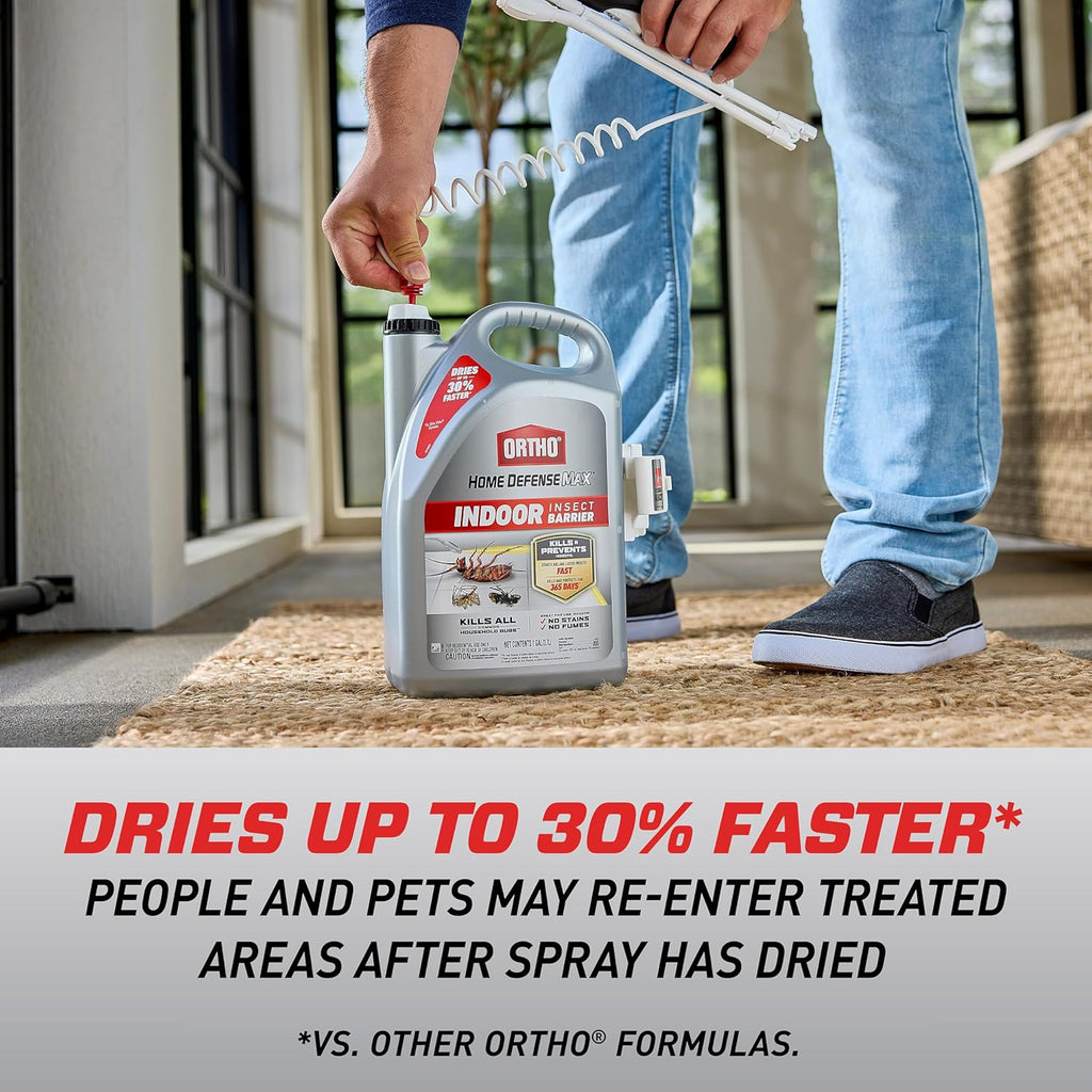 Ortho Home Defense Max Indoor Insect Barrier with Extended Reach Comfort Wand, Kills Ants, Roaches, Spiders, Fleas and Ticks, 1 gal.