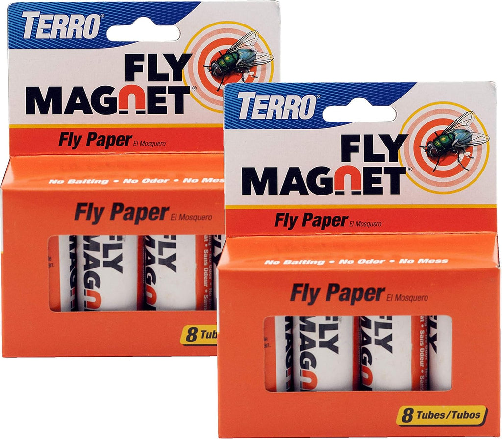 TERRO T518 Fly Magnet Indoor Housefly, 8 Count Pack, Sticky Fly Trap Indoor Hanging
