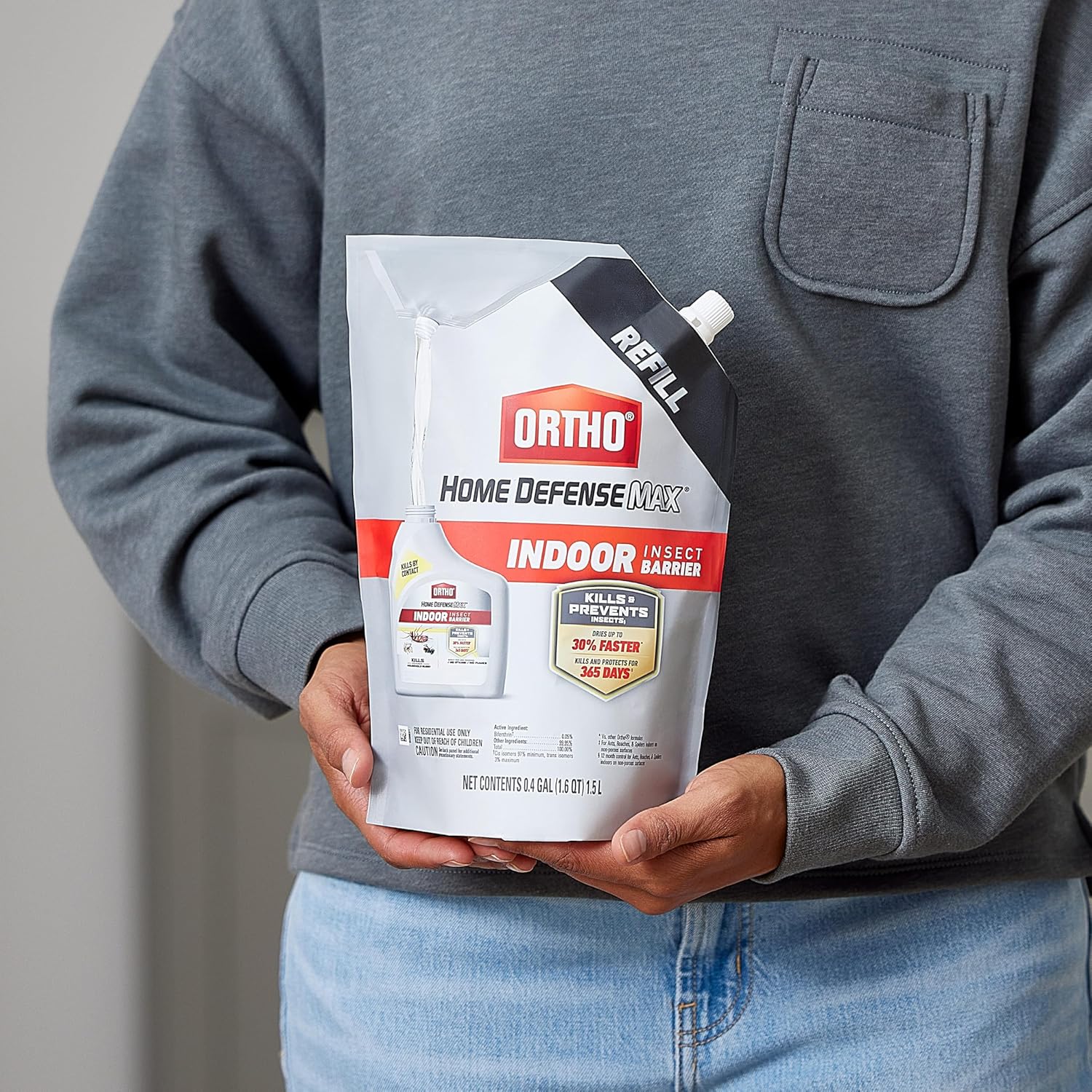 Ortho Home Defense Max Indoor Insect Barrier with Extended Reach Comfort Wand, Kills Ants, Roaches, Spiders, Fleas and Ticks, 1 gal.