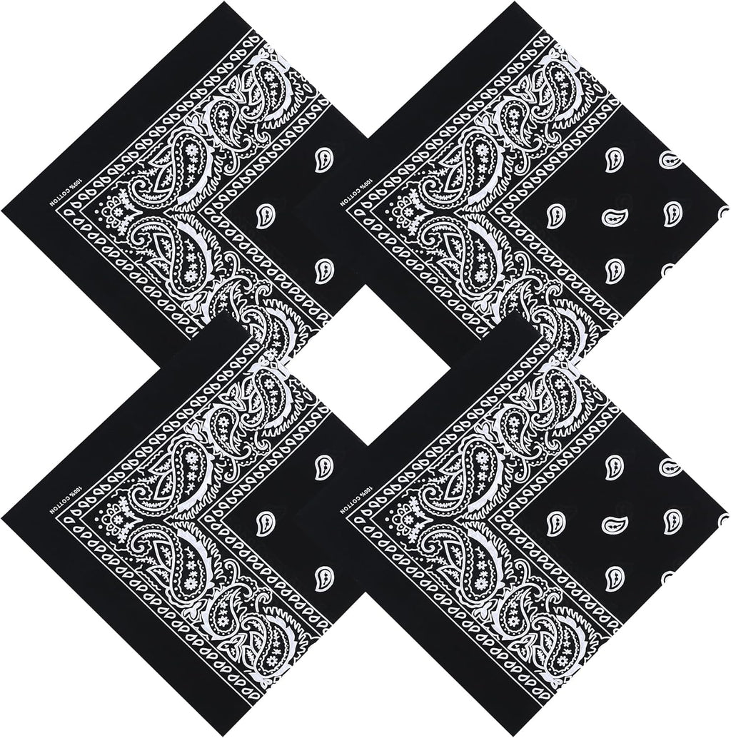 100% Cotton 27" x 27" Large Bandanas for Men & Women, Multi-Purpose Bandana Headbands, Square Head Scarf
