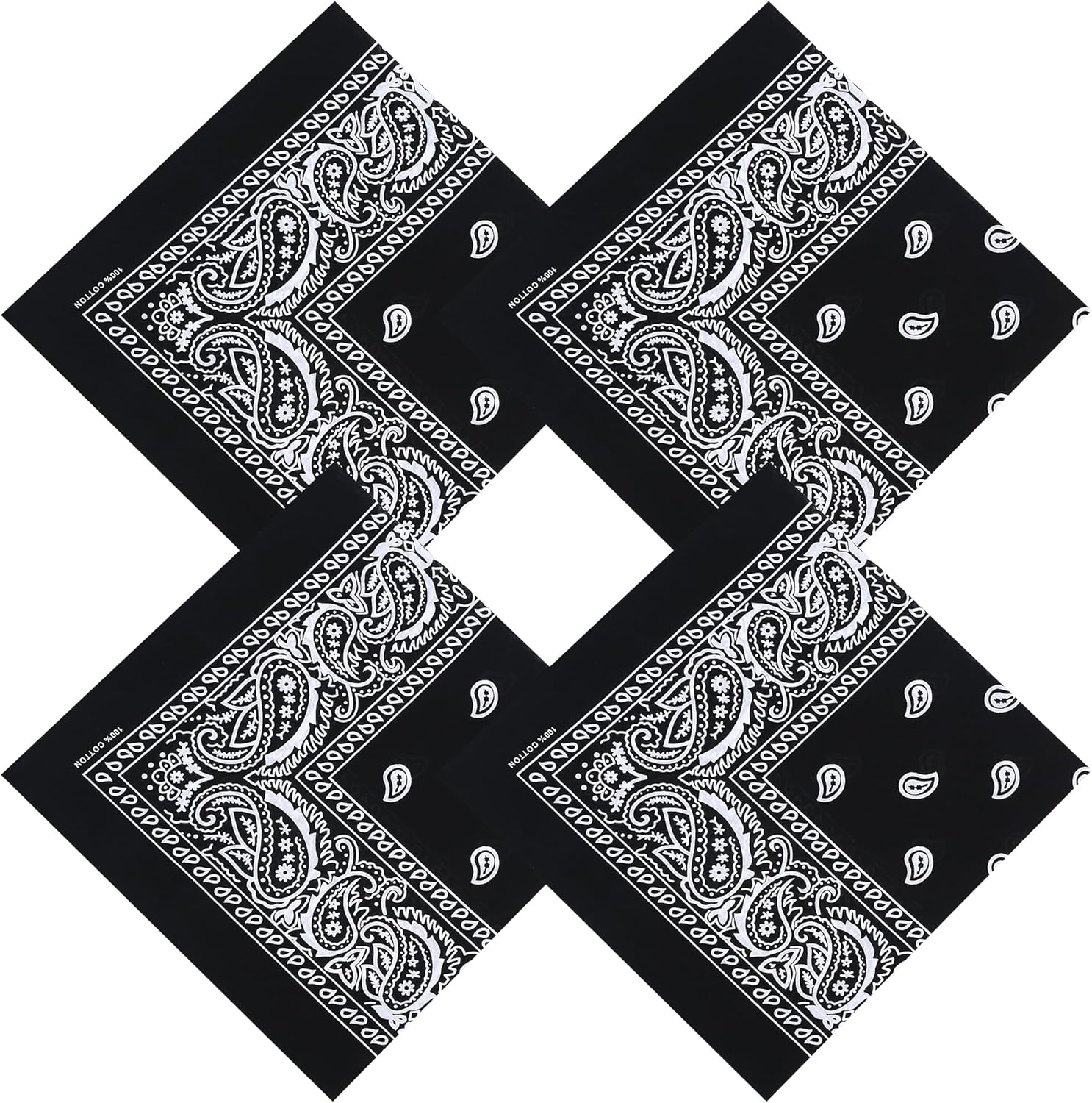 100% Cotton 27" x 27" Large Bandanas for Men & Women, Multi-Purpose Bandana Headbands, Square Head Scarf
