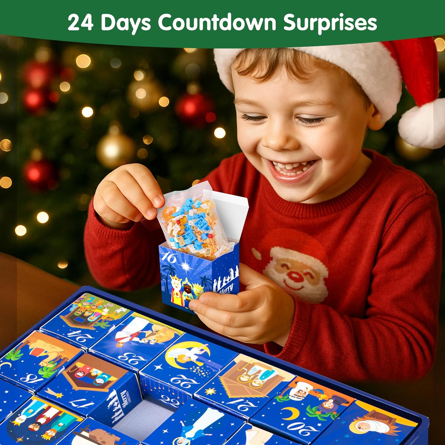 Nativity Advent Calendar 2025 Kids – 24 Days Building Blocks Kits Christmas Gifts Countdown Calendar Set, Stocking Stuffer Building Toys for Boys, Girls, Teens & Adults Ages 6+