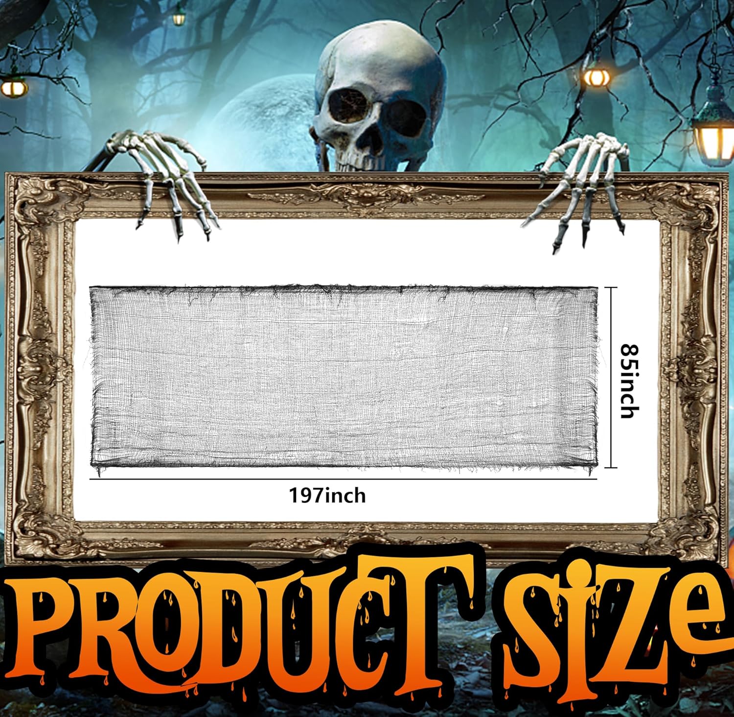 197" x 85" Halloween Creepy Cloth - Halloween Spooky Fabric Cloth - Scary Gauze Blood Creepy Cloth for Haunted House Halloween Party Yard Wall Doorway Outdoors Decoration
