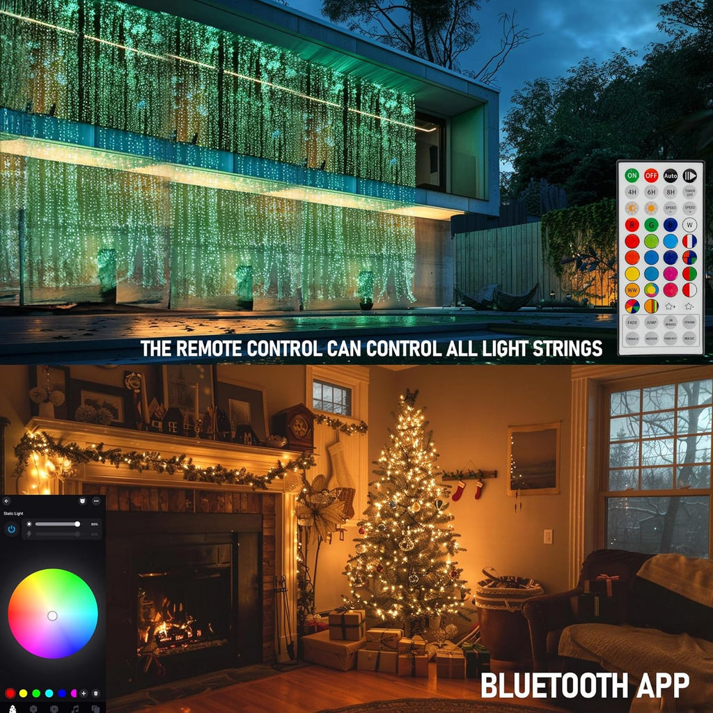 Dazzle Bright Smart Color Changing Halloween Lights, 66FT 200 LED RGB String Lights with Remote & App Controlled, Christmas Decorations for Indoor Outdoor Holiday Xmas Tree Party Decor