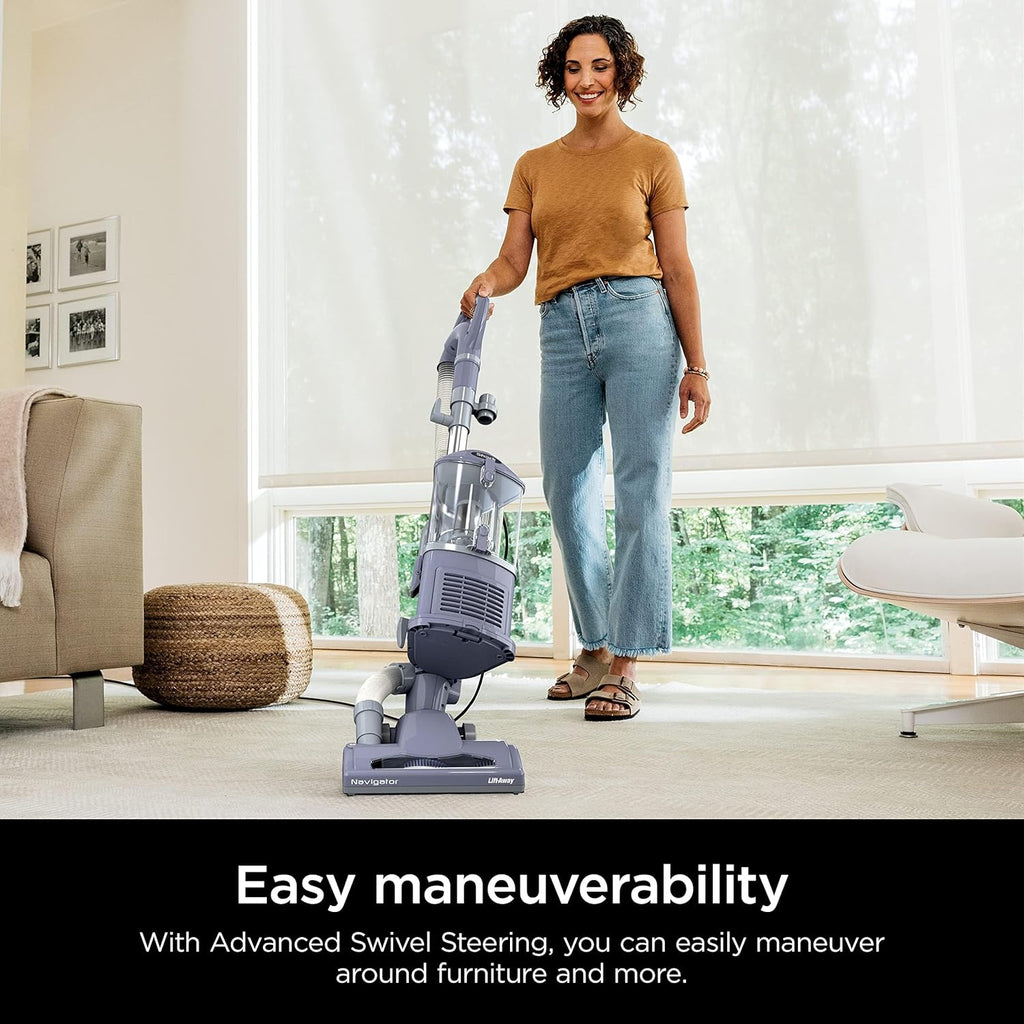 Shark NV352 Navigator Lift Away Upright Vacuum, Hepa Filter, Anti-Allergen Technology, Swivel Steering, Ideal for Carpet, Stairs, & Bare Floors, with Wide Upholstery & Crevice Tools, Lavender