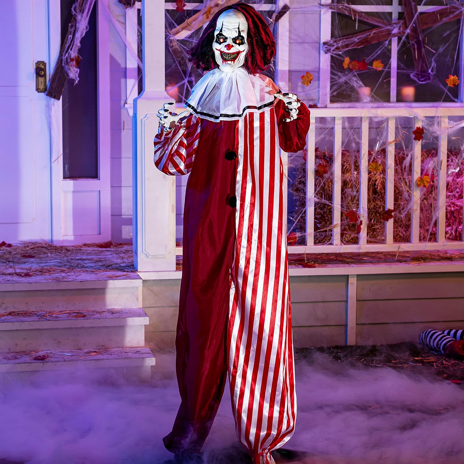 JOYIN 67" Halloween Decorations Outdoor Life Size Animatronics Grim Reaper with Chain, Sound-Actived Party Decor with Creepy Sound, Scary Haunted House Props for Garden Yard Lawn