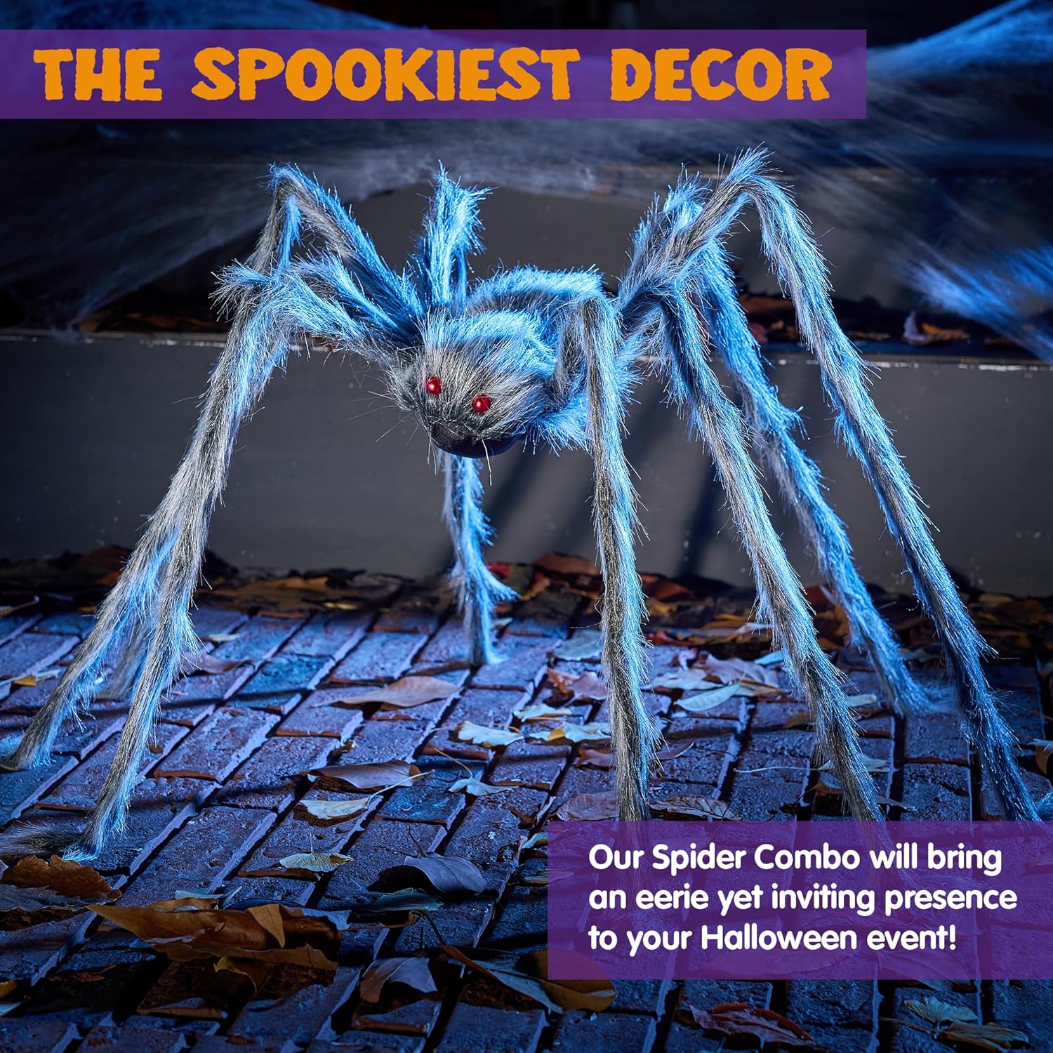 JOYIN Halloween Outdoor Decorations Giant Spider, 5 Ft Large Spider for Yard Lawn Garden Patio Scary Halloween Outside Decor, Indoor Haunted House Prop and Home Party Decor, Black