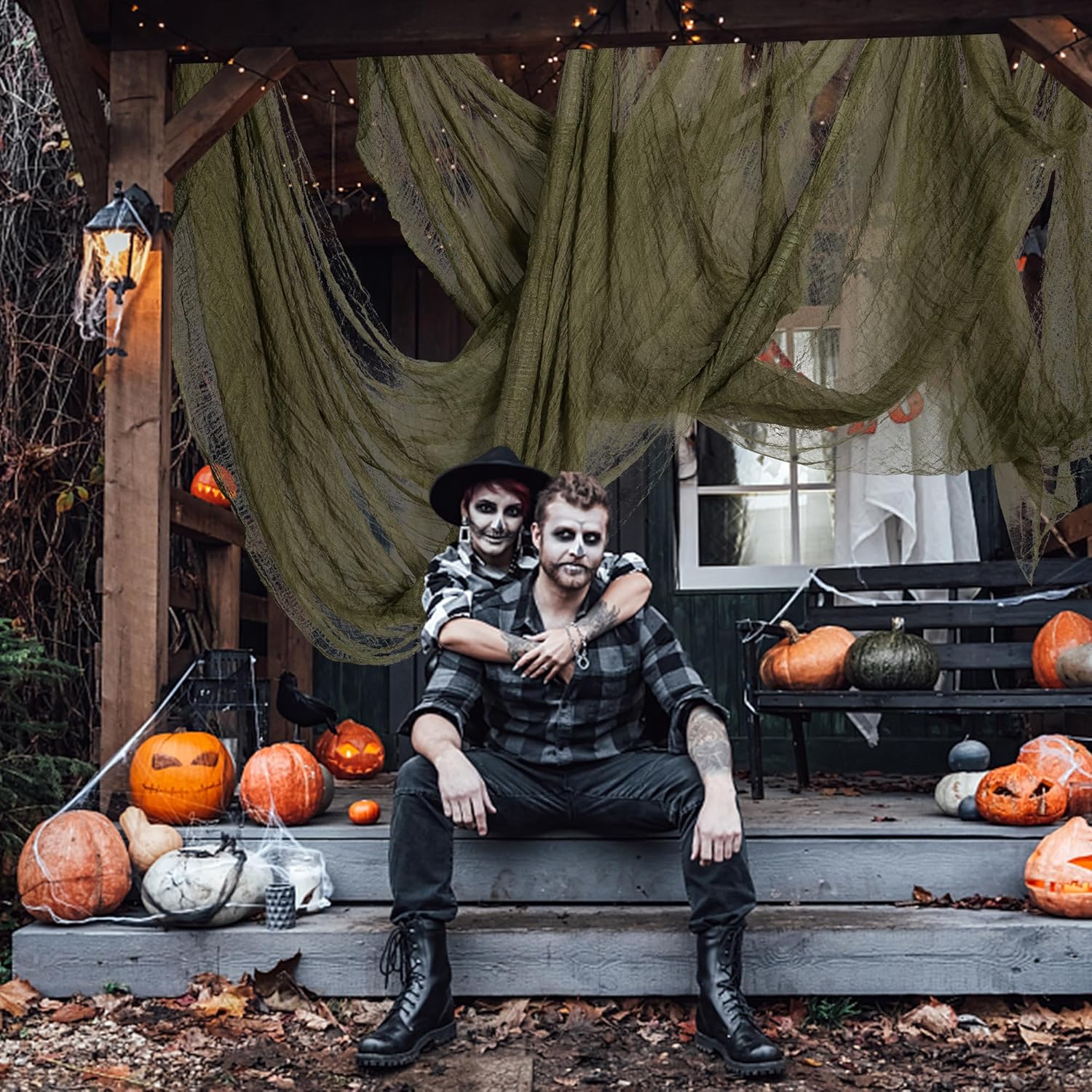 197" x 85" Halloween Creepy Cloth - Halloween Spooky Fabric Cloth - Scary Gauze Blood Creepy Cloth for Haunted House Halloween Party Yard Wall Doorway Outdoors Decoration