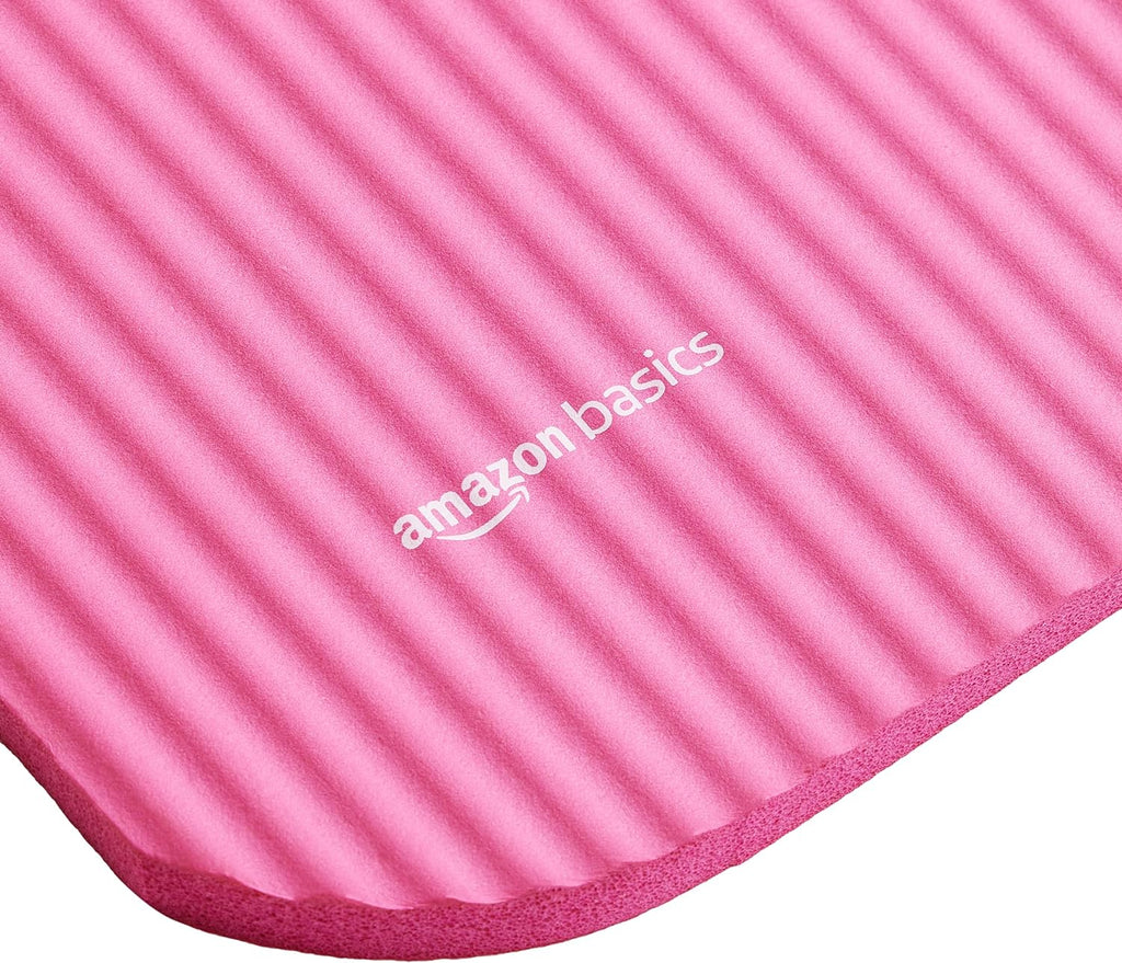 Basics 1/2 Inch Extra Thick Exercise Yoga Mat with Carrying Strap, Cushioned Support, for Fitness and Gym Workouts