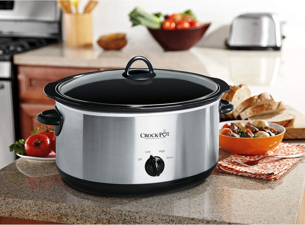 Crock-Pot 7 Quart Oval Manual Slow Cooker, Stainless Steel (SCV700-S-BR), Versatile Cookware for Large Families or Entertaining