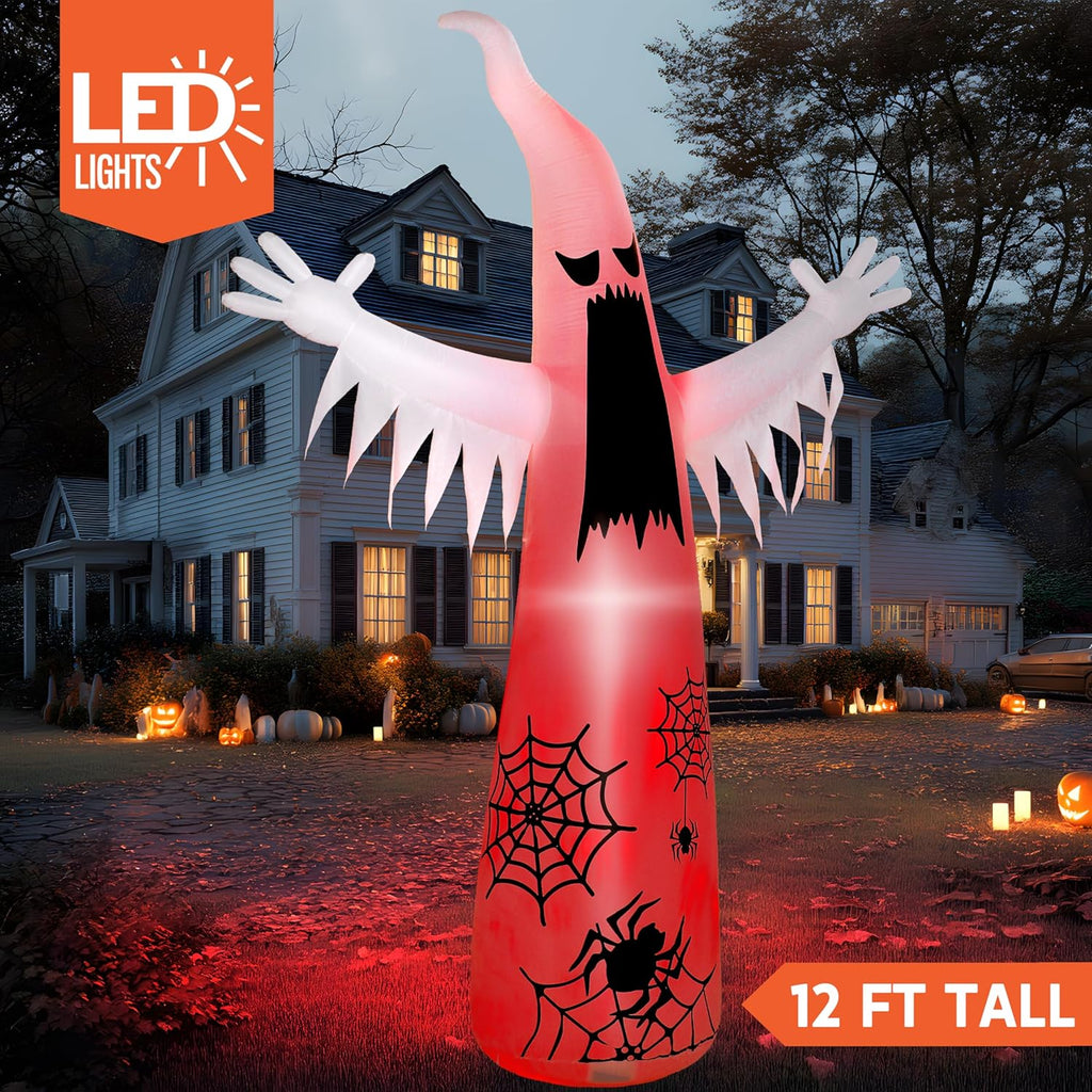 Joiedomi 12 FT Halloween Inflatables Outdoor Decorations, Scary Ghost Halloween Decor, Inflatable Ghost Blow Ups for Yard with LEDs for Outside Yard Decorations