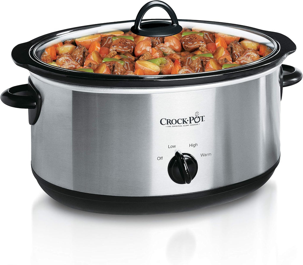Crock-Pot 7 Quart Oval Manual Slow Cooker, Stainless Steel (SCV700-S-BR), Versatile Cookware for Large Families or Entertaining