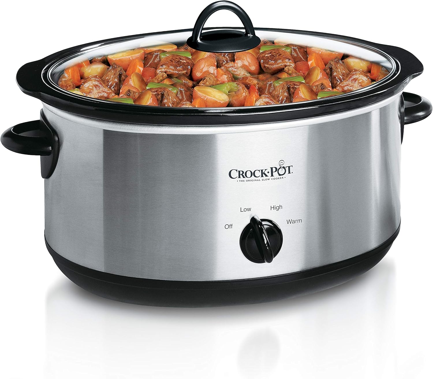 Crock-Pot 7 Quart Oval Manual Slow Cooker, Stainless Steel (SCV700-S-BR), Versatile Cookware for Large Families or Entertaining