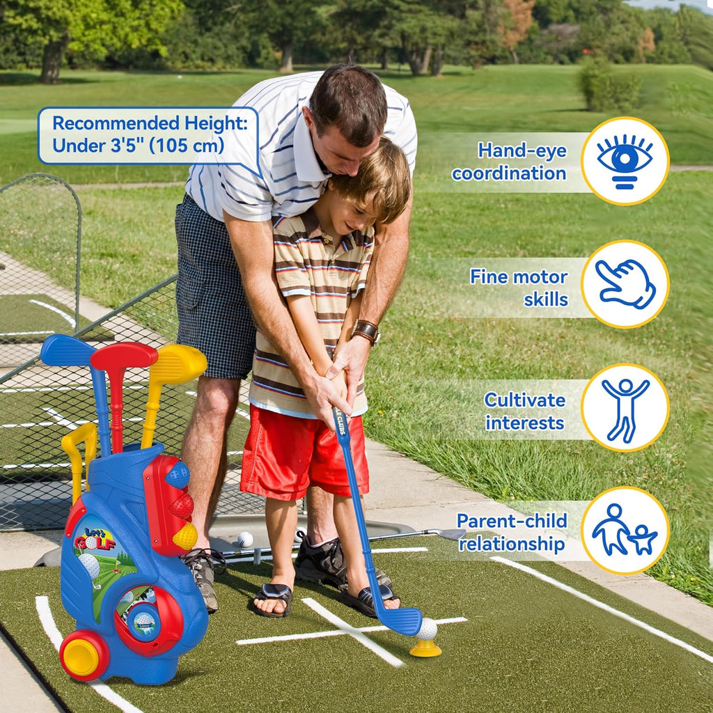 Liberry Toddler Golf Set, Upgraded Kids Golf Cart with Unique Shoulder Strap Design, Indoor and Outdoor Golf Toys for Boys and Girls Aged 1-5 Years Old