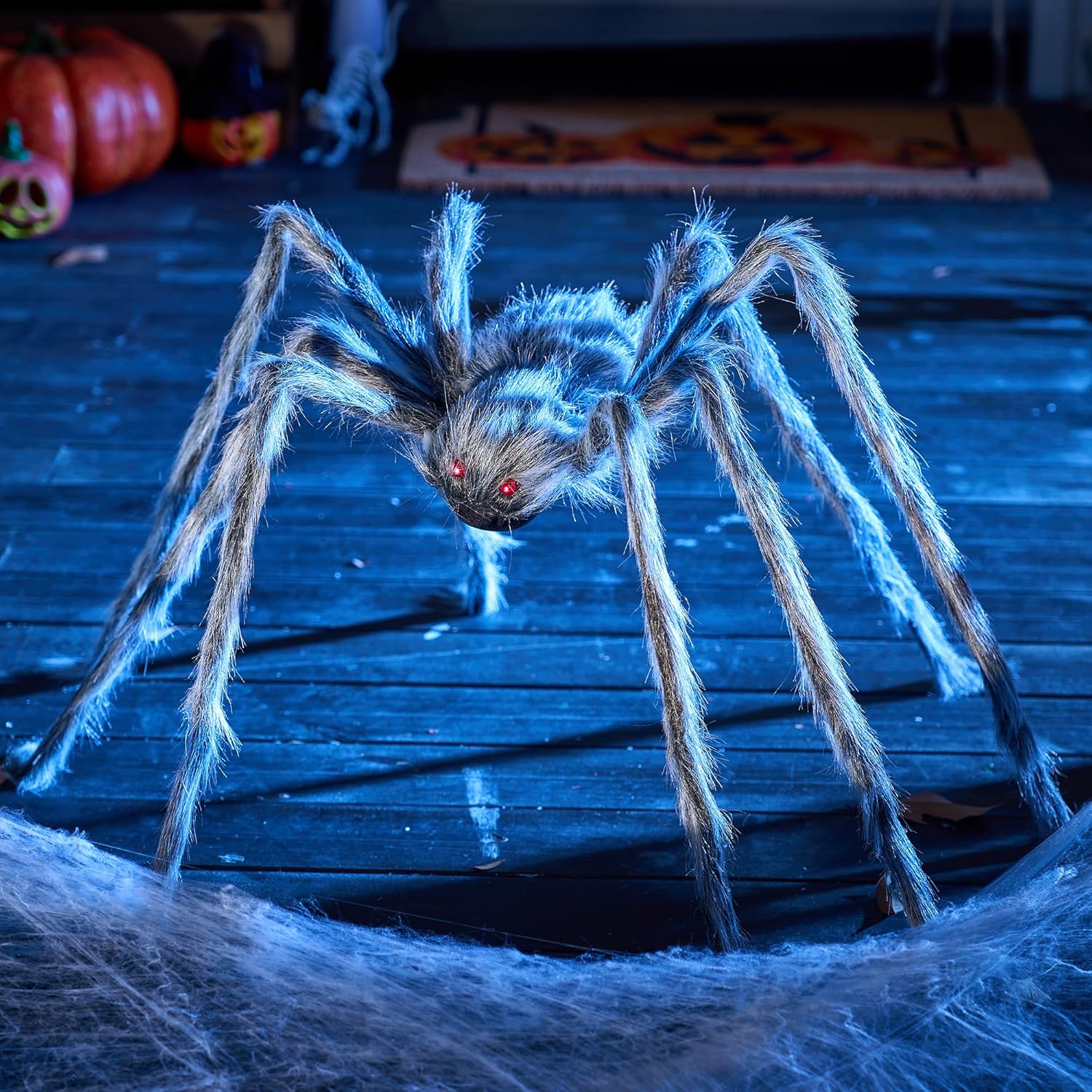 JOYIN Halloween Outdoor Decorations Giant Spider, 5 Ft Large Spider for Yard Lawn Garden Patio Scary Halloween Outside Decor, Indoor Haunted House Prop and Home Party Decor, Black