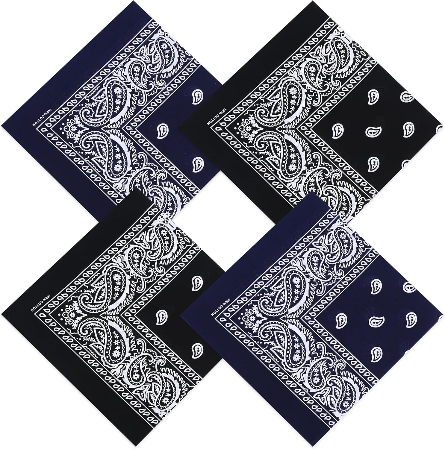 100% Cotton 27" x 27" Large Bandanas for Men & Women, Multi-Purpose Bandana Headbands, Square Head Scarf