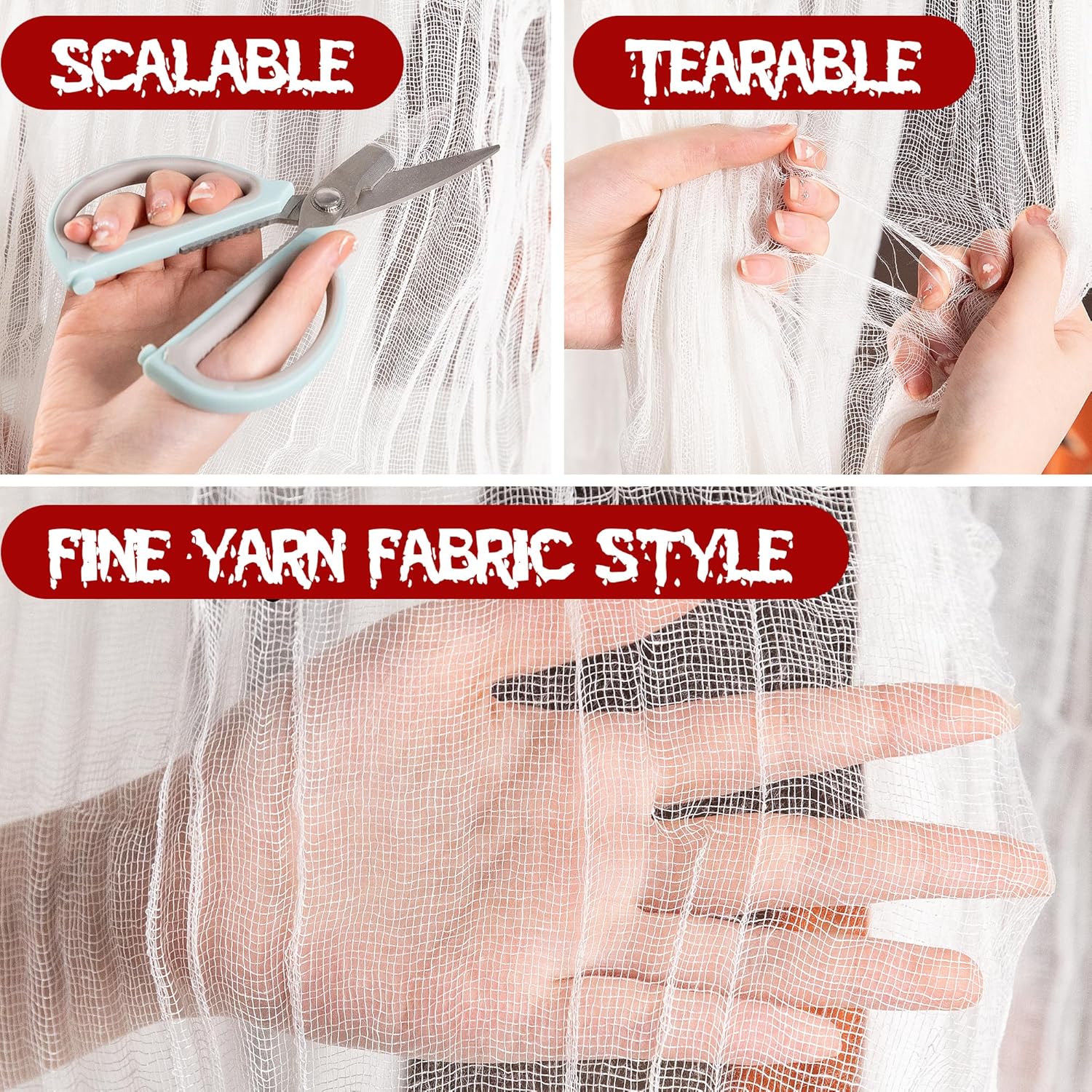 197" x 85" Halloween Creepy Cloth - Halloween Spooky Fabric Cloth - Scary Gauze Blood Creepy Cloth for Haunted House Halloween Party Yard Wall Doorway Outdoors Decoration