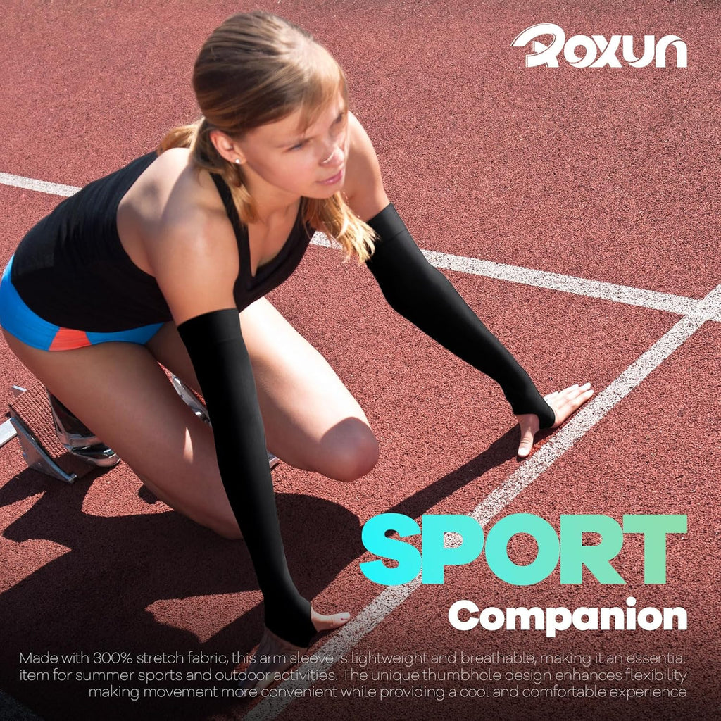 Arm Sleeves with Thumb Hole, Cooling UV Protection Compression Tattoo Cover Up for Men/Women