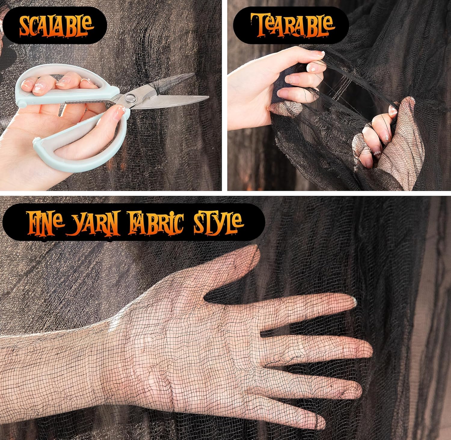 197" x 85" Halloween Creepy Cloth - Halloween Spooky Fabric Cloth - Scary Gauze Blood Creepy Cloth for Haunted House Halloween Party Yard Wall Doorway Outdoors Decoration