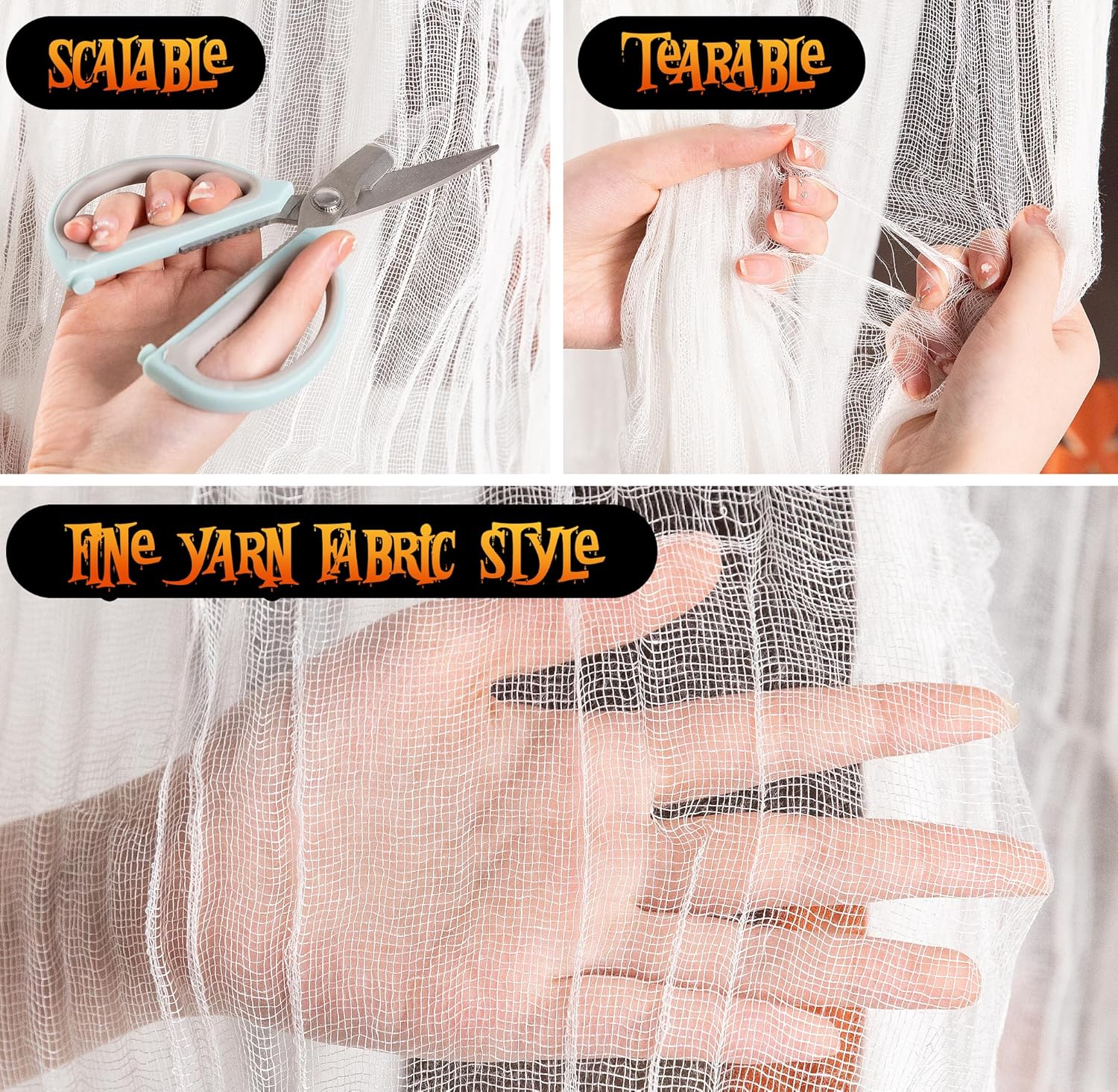 197" x 85" Halloween Creepy Cloth - Halloween Spooky Fabric Cloth - Scary Gauze Blood Creepy Cloth for Haunted House Halloween Party Yard Wall Doorway Outdoors Decoration