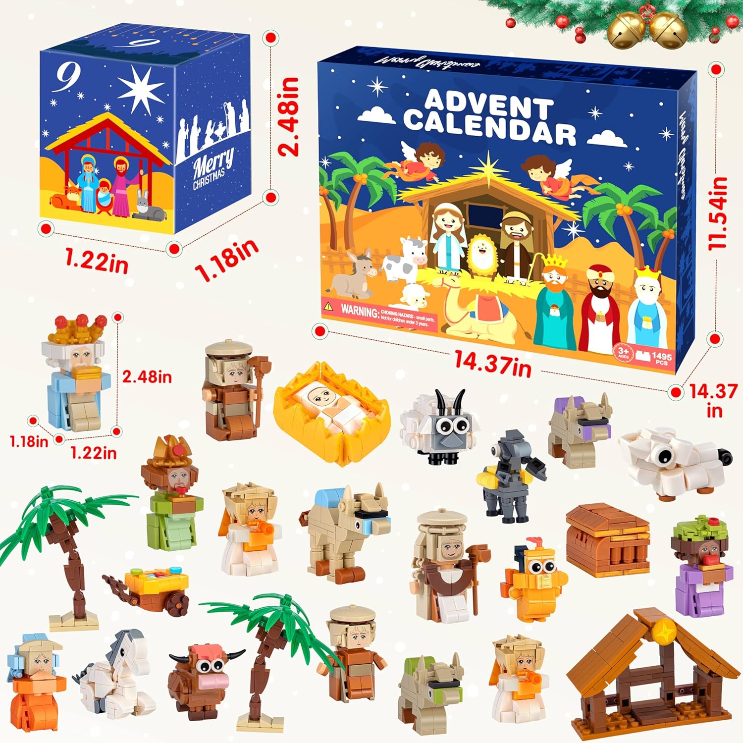 Nativity Advent Calendar 2025 Kids – 24 Days Building Blocks Kits Christmas Gifts Countdown Calendar Set, Stocking Stuffer Building Toys for Boys, Girls, Teens & Adults Ages 6+