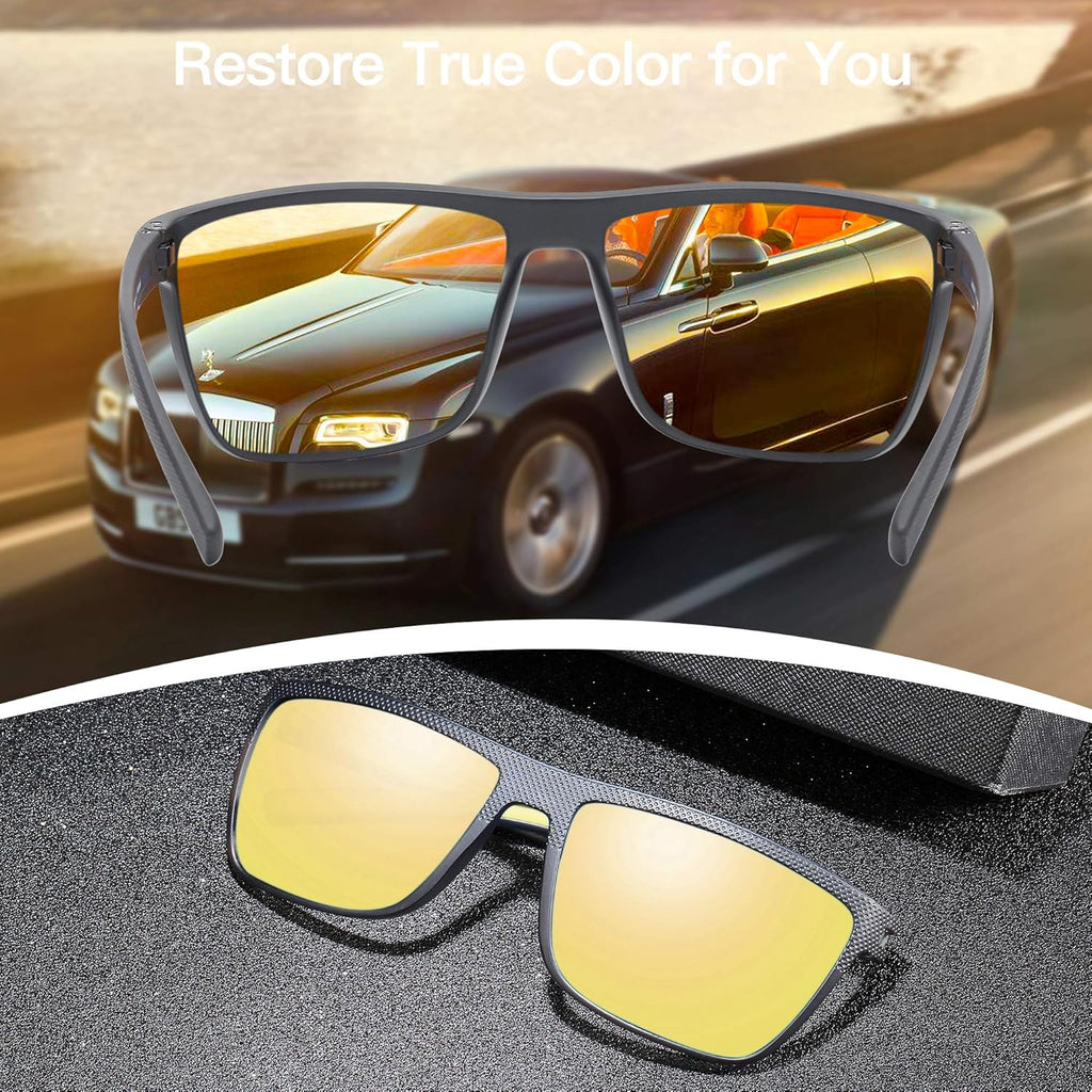 ZENOTTIC Polarized Sunglasses for Men Lightweight TR90 Frame UV400 Protection Square Sun Glasses