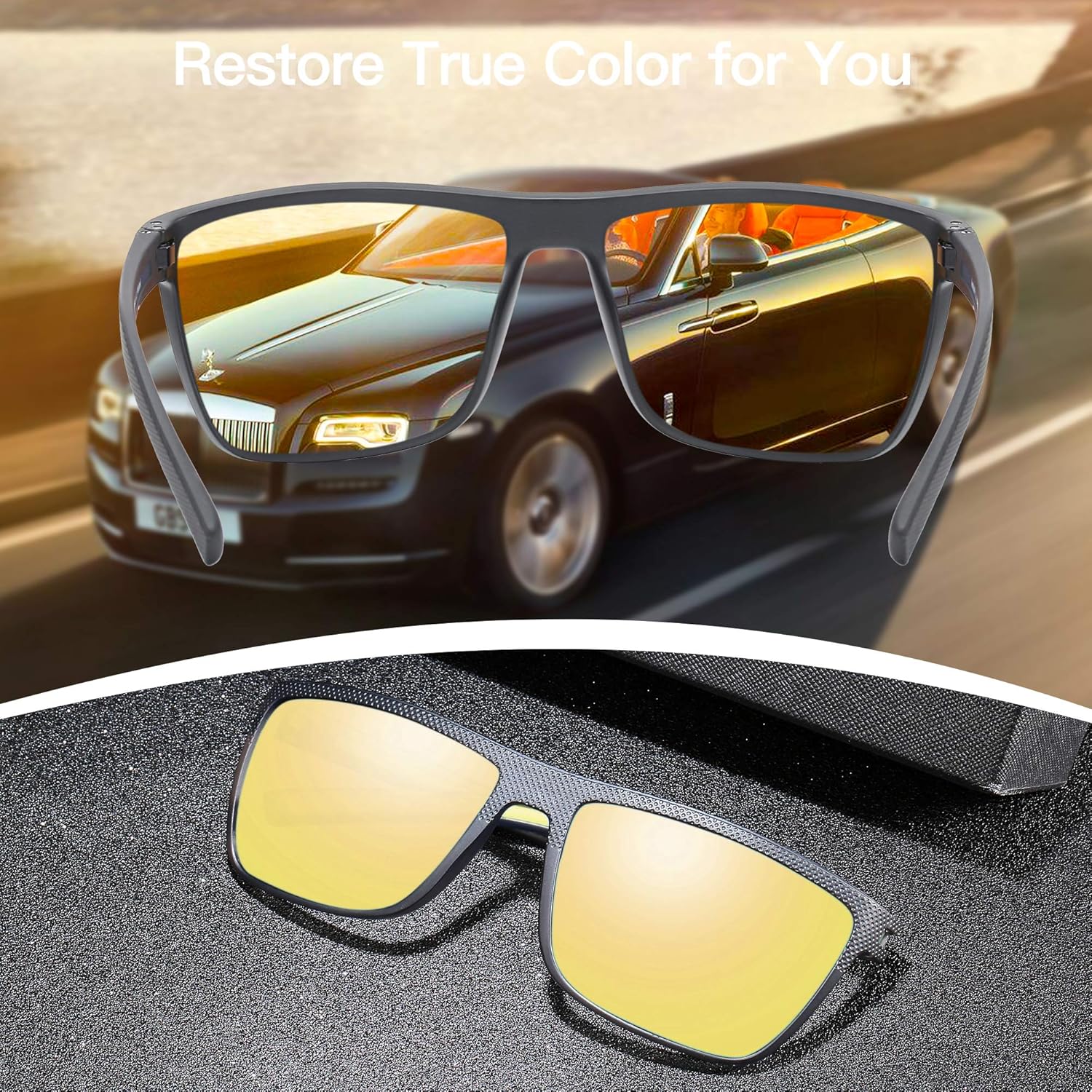 ZENOTTIC Polarized Sunglasses for Men Lightweight TR90 Frame UV400 Protection Square Sun Glasses