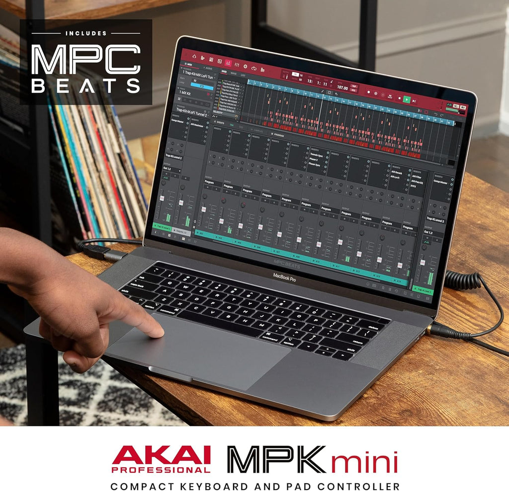 Akai Professional MPK Mini MK3 - 25 Key USB MIDI Keyboard Controller With 8 Backlit Drum Pads, 8 Knobs, Music Production Software and Native Instruments Sound Package (NKS Integration)