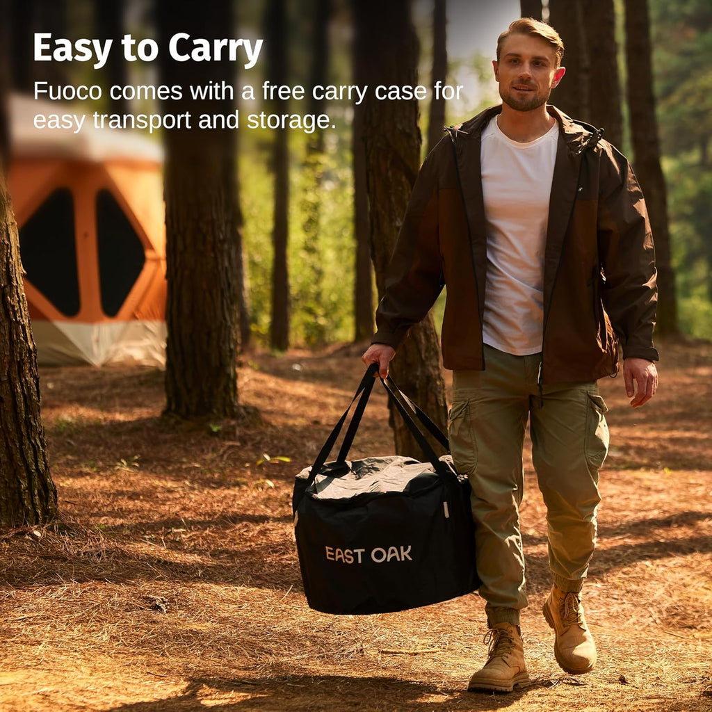 EAST OAK Fuoco Smokeless Fire Pit 21'' for Patio and Outdoor, Stainless Steel Firepit Wood Burning Fireplace with Carrying Bag, Portable Outdoor Fire Pit with Stand & Removable Ash Pan for Outside