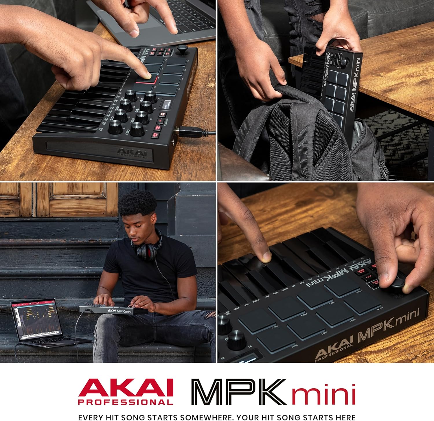 Akai Professional MPK Mini MK3 - 25 Key USB MIDI Keyboard Controller With 8 Backlit Drum Pads, 8 Knobs, Music Production Software and Native Instruments Sound Package (NKS Integration)
