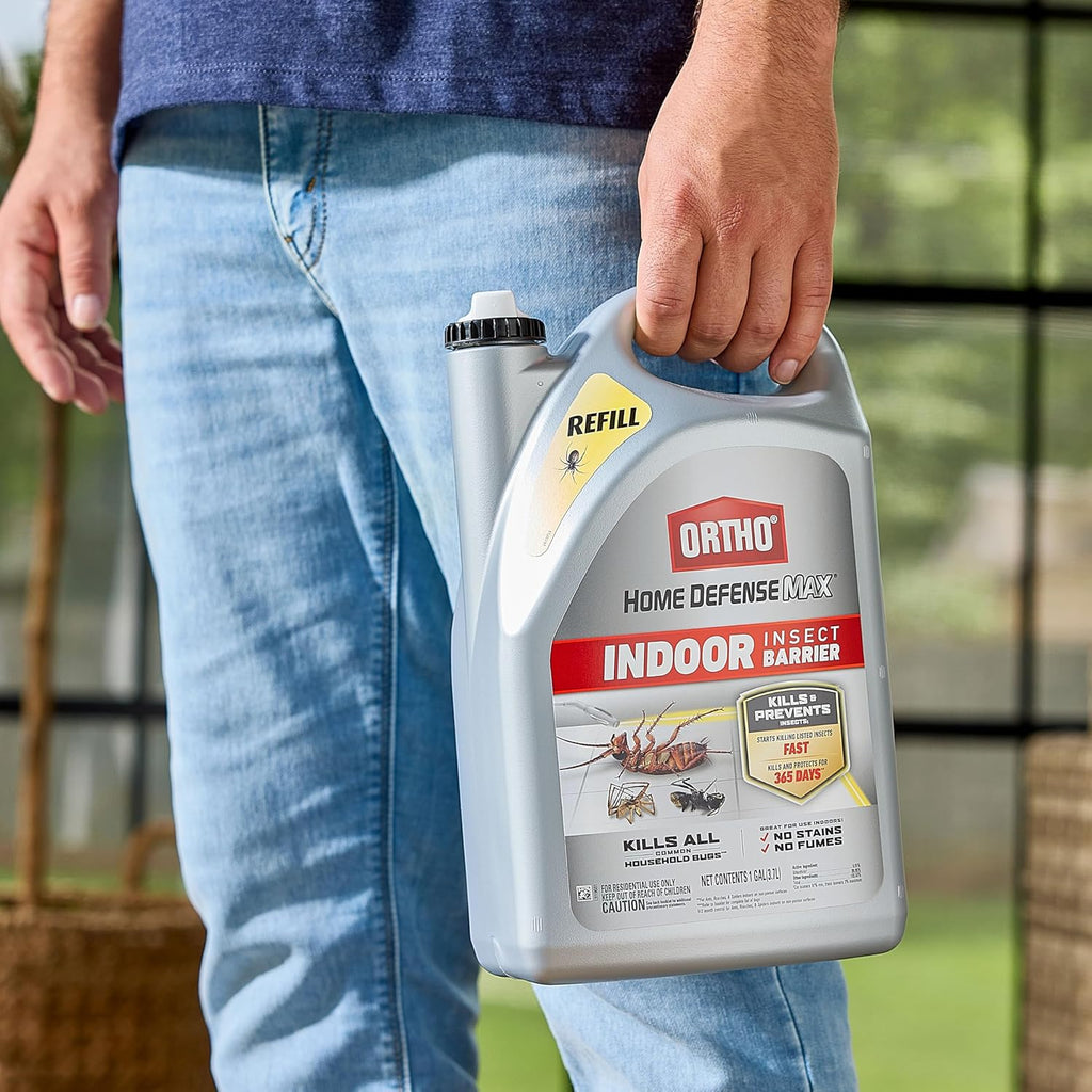 Ortho Home Defense Max Indoor Insect Barrier with Extended Reach Comfort Wand, Kills Ants, Roaches, Spiders, Fleas and Ticks, 1 gal.