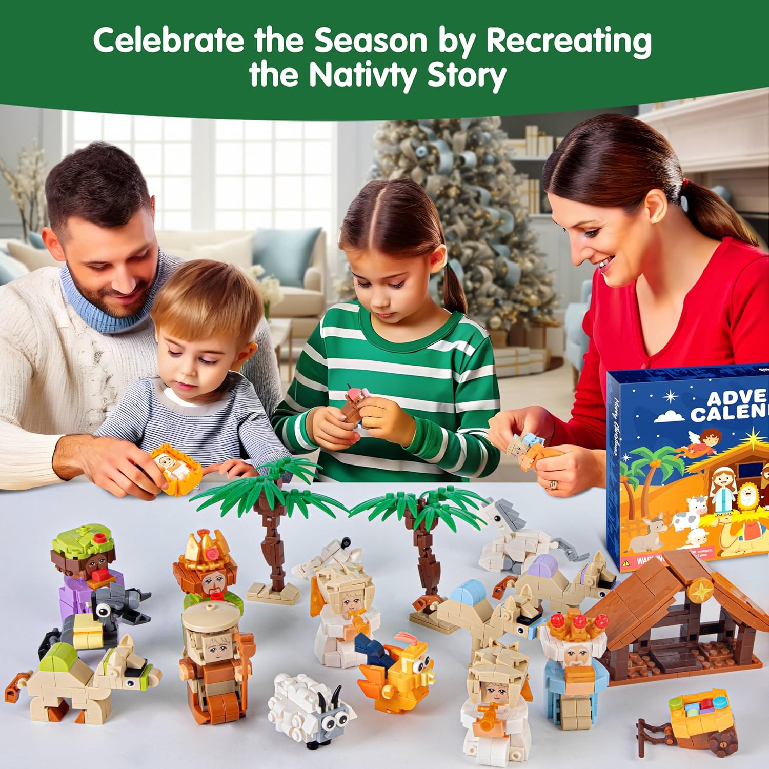 Nativity Advent Calendar 2025 Kids – 24 Days Building Blocks Kits Christmas Gifts Countdown Calendar Set, Stocking Stuffer Building Toys for Boys, Girls, Teens & Adults Ages 6+